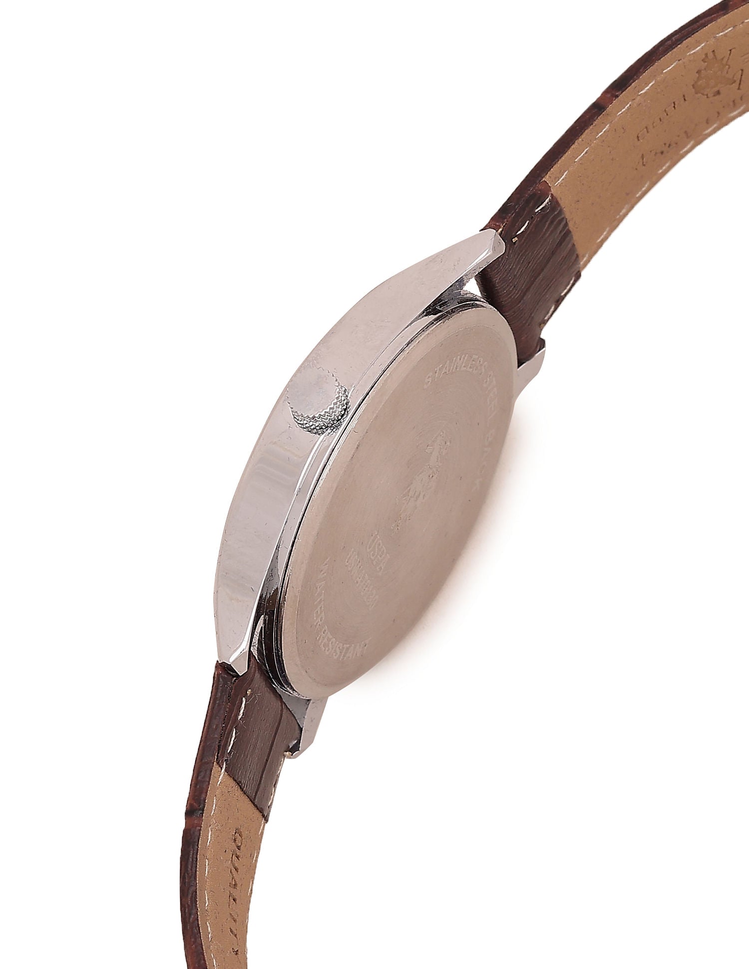 Round Dial Analog Watch Brown and Silver - U.S. Polo Assn. India | Large