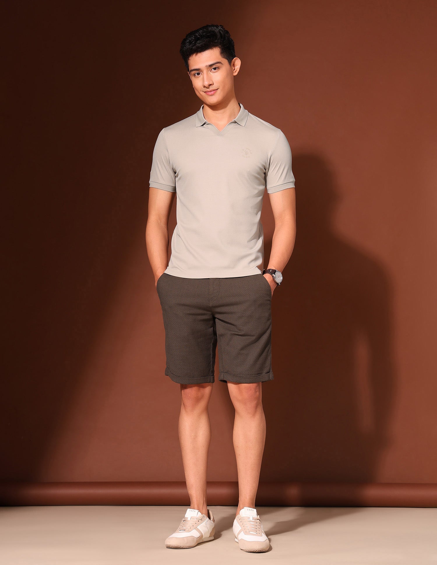 Solid Muscle Fit Polo Shirt Beige - U.S. Polo Assn. India | Large