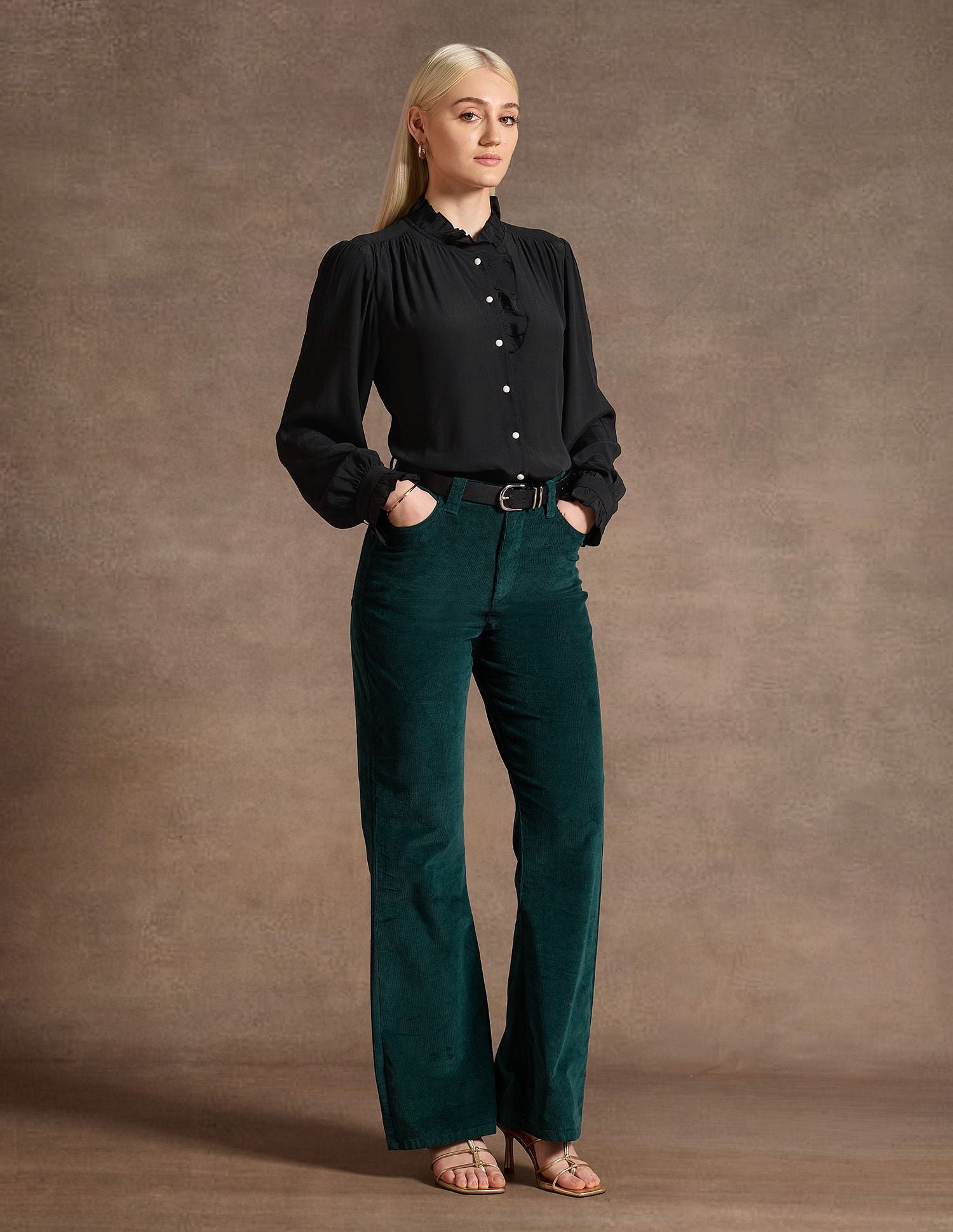 Ruffle Neck Regular Fit Top Black - U.S. POLO ASSN. | Large