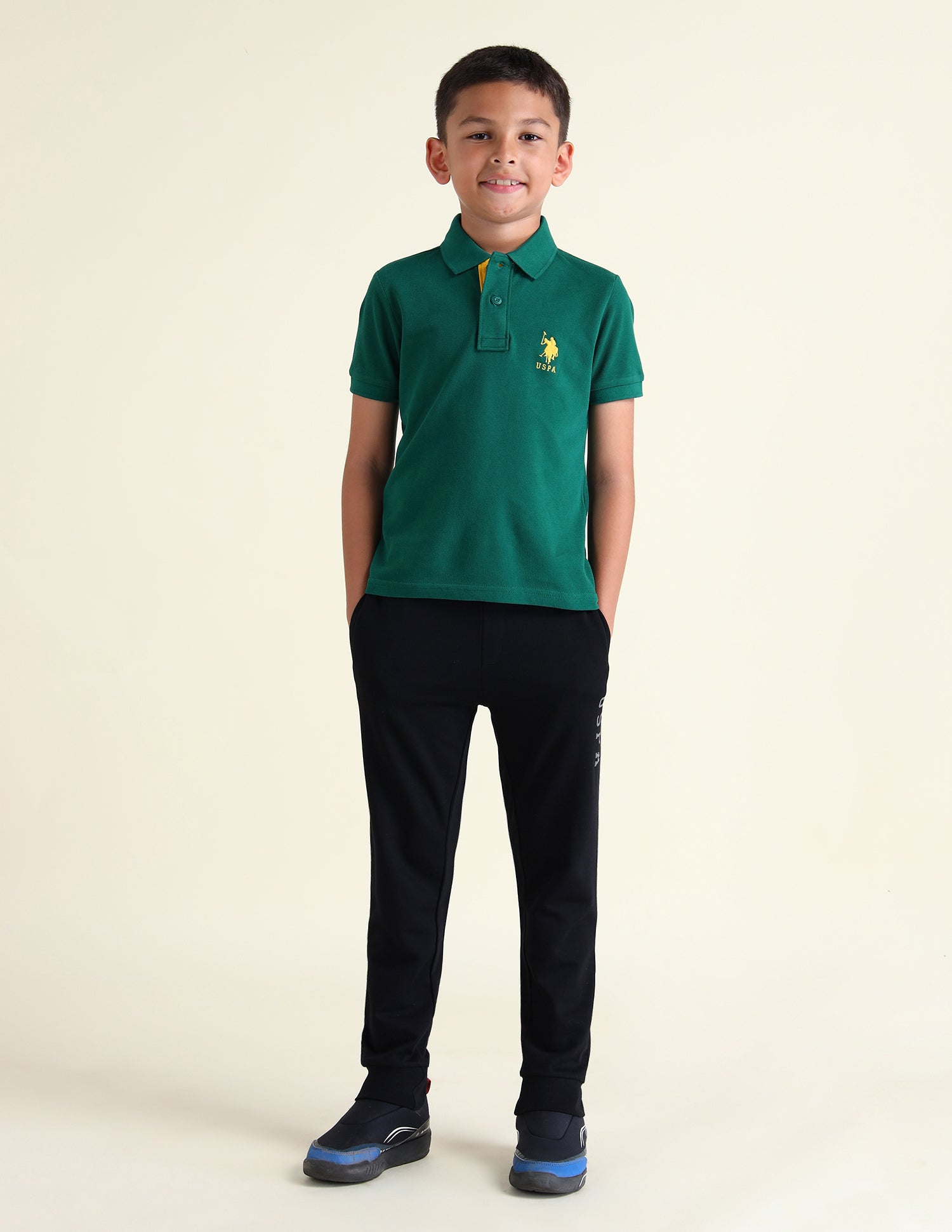 Boys Solid Regular Fit Polo Shirts Green - U.S. POLO ASSN. | Large