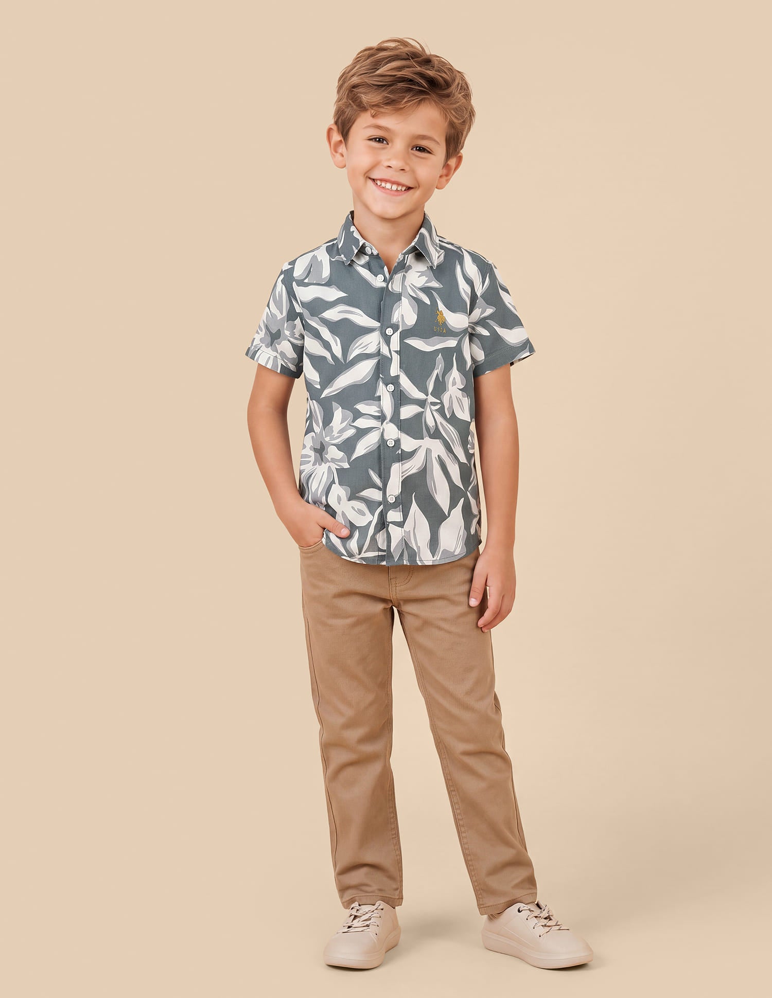 Tropical Printed Regular Fit Shirt Green - U.S. Polo Assn. India | Large
