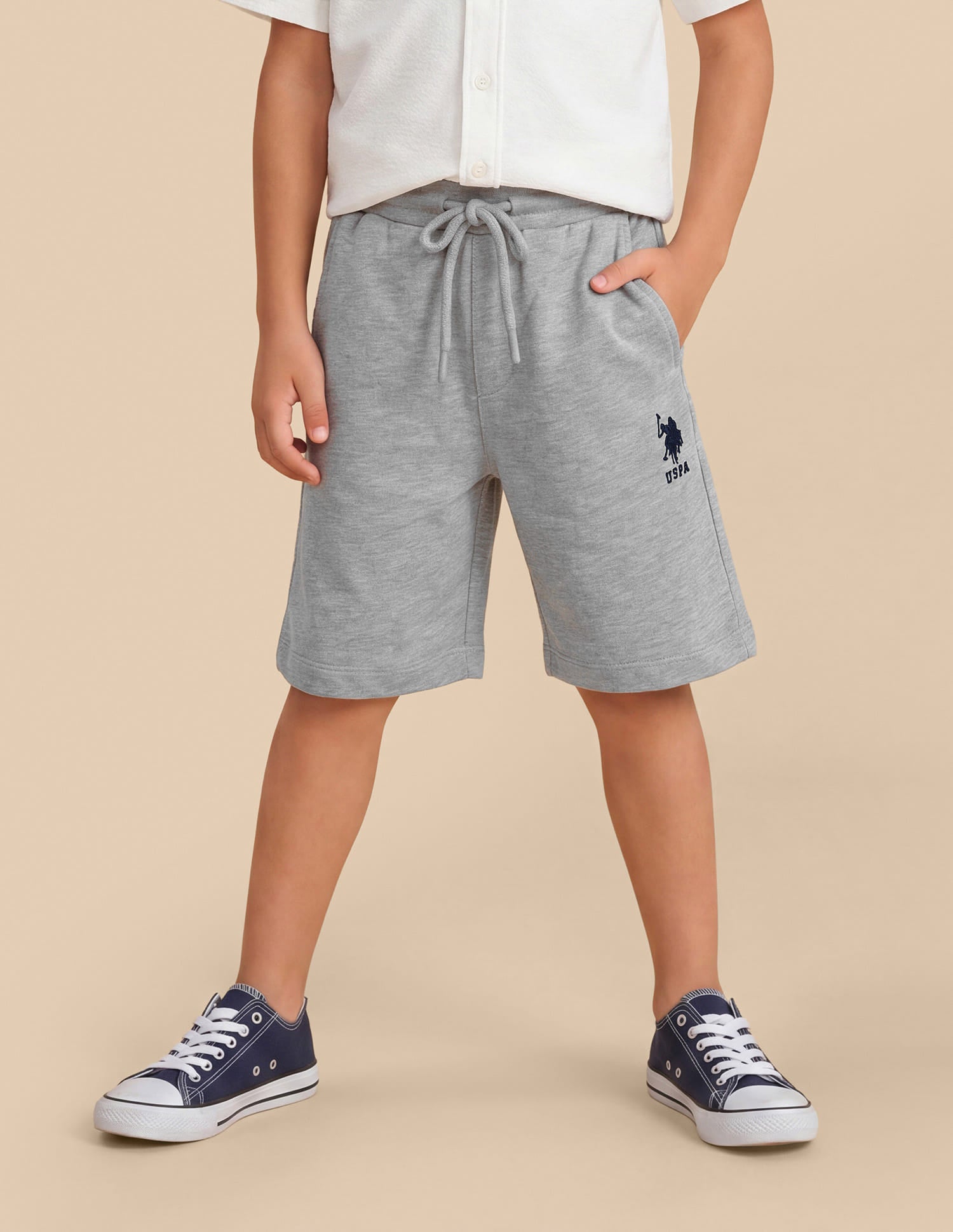Solid Regular Fit Shorts Grey - U.S. Polo Assn. India | Large