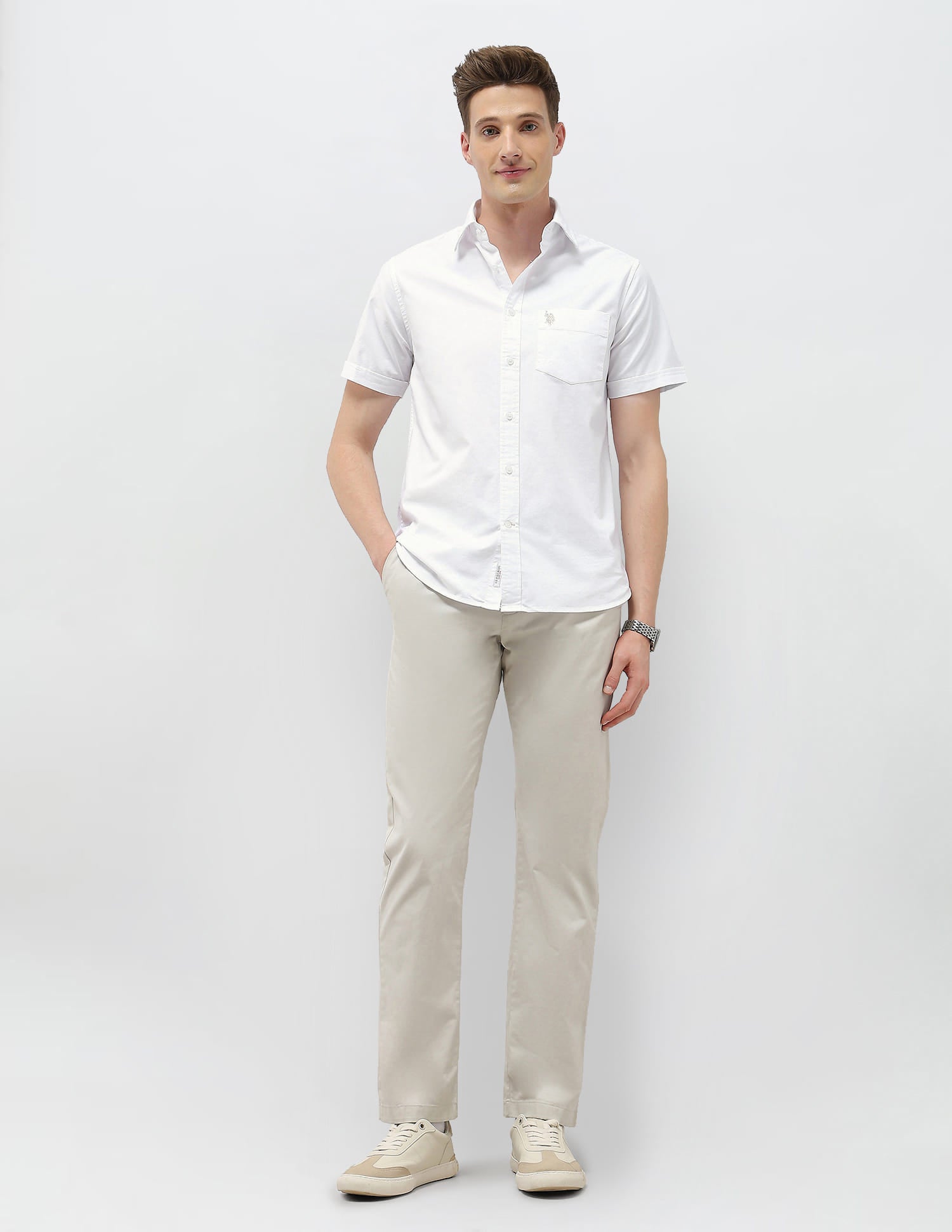 Tailored Fit Oxford Shirt White - U.S. Polo Assn. India | Large