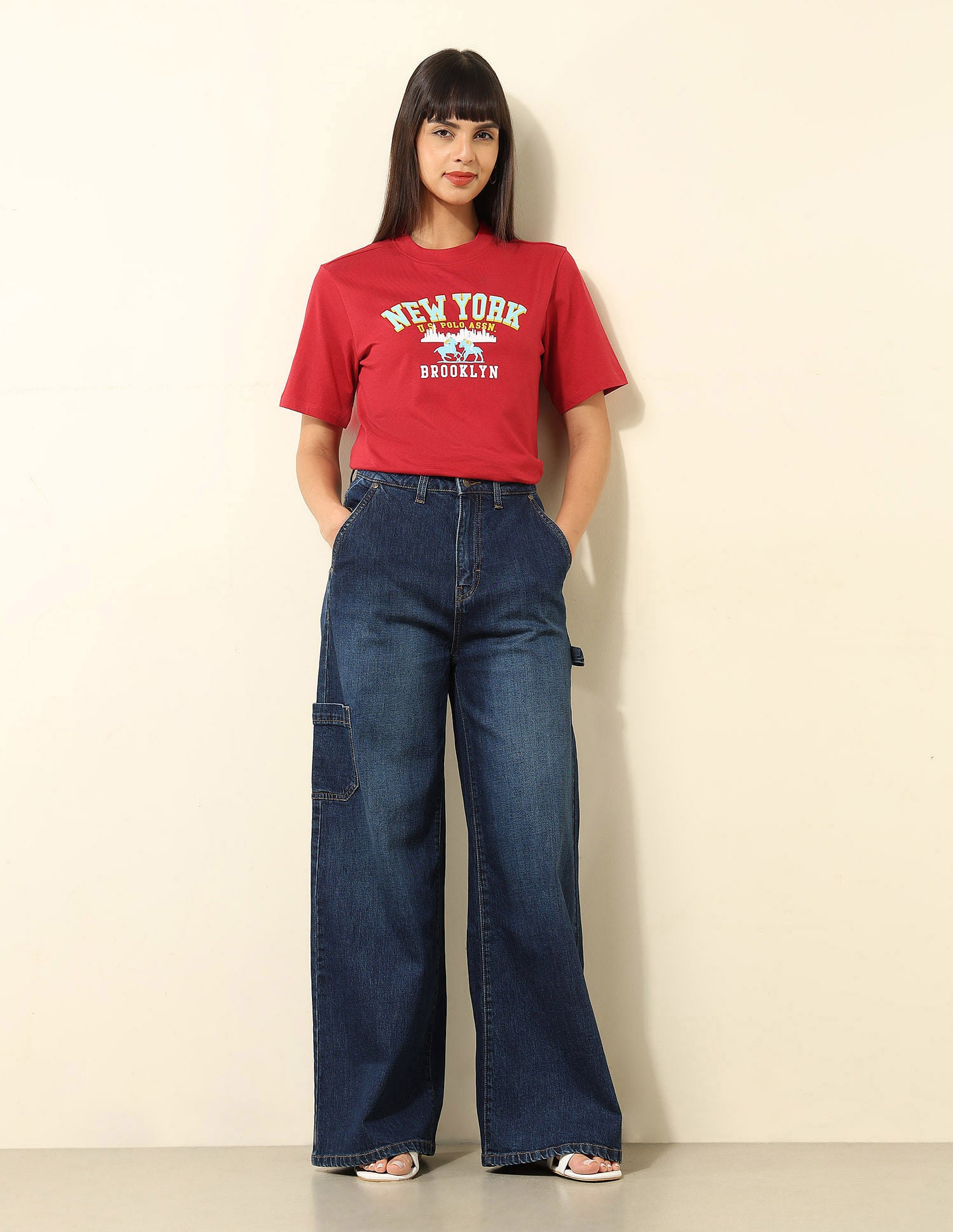 Boxy Fit Typography Printed T-Shirt Red - U.S. POLO ASSN. | Large