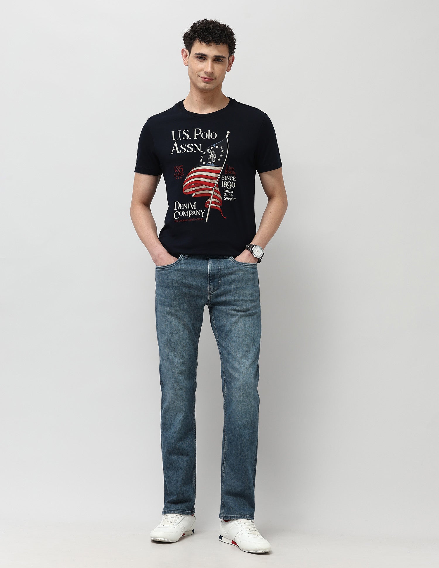 Pure Cotton Muscle Fit T-Shirt Navy - U.S. POLO ASSN. | Large