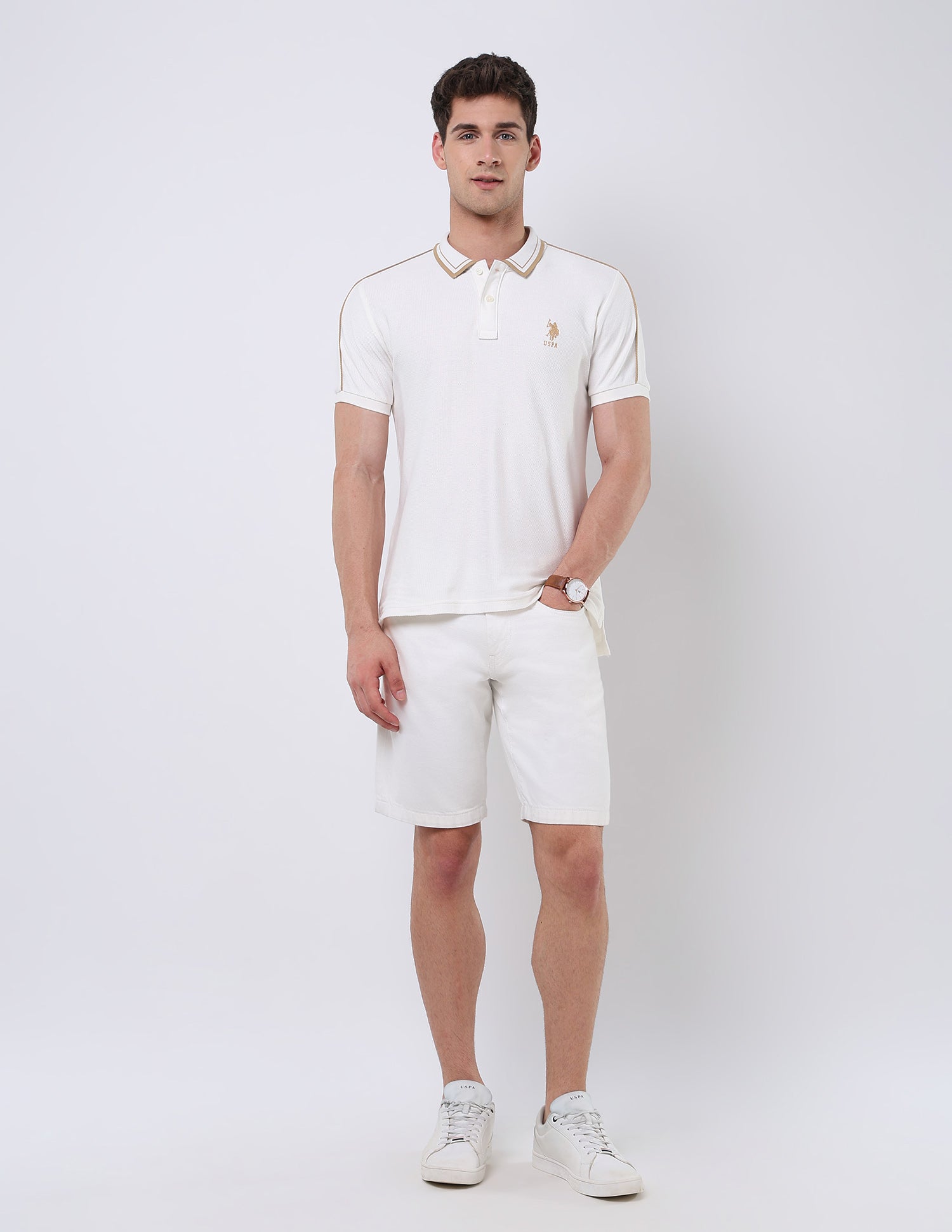 Textured Regular Fit Polo Shirt Off White - U.S. POLO ASSN. | Large
