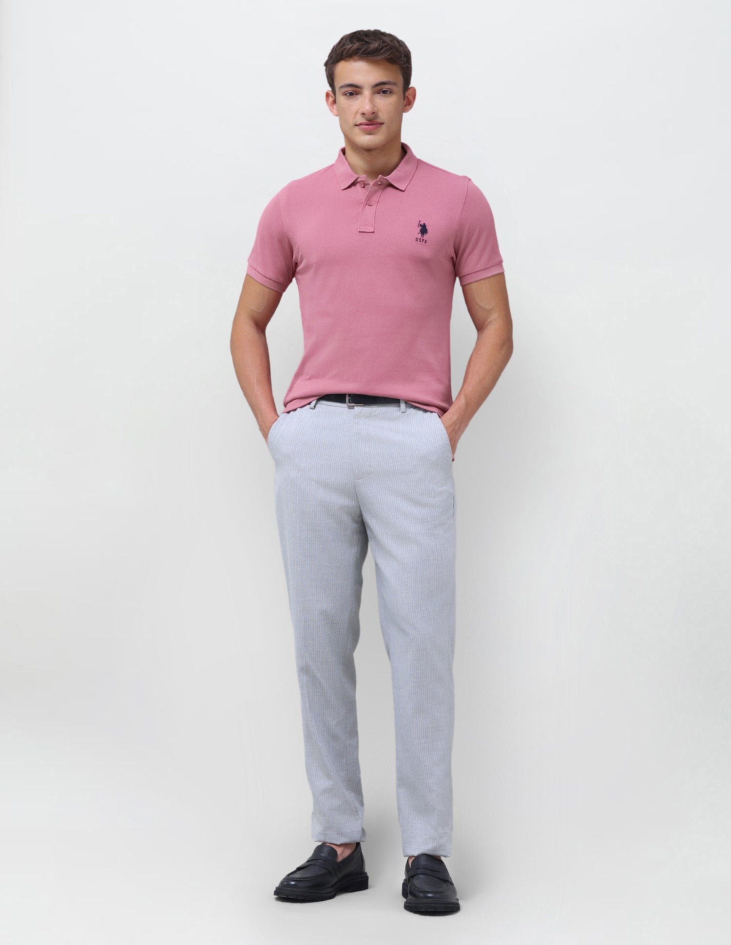 Solid Slim Fit Polo Shirt Dark Pink - U.S. Polo Assn. India | Large