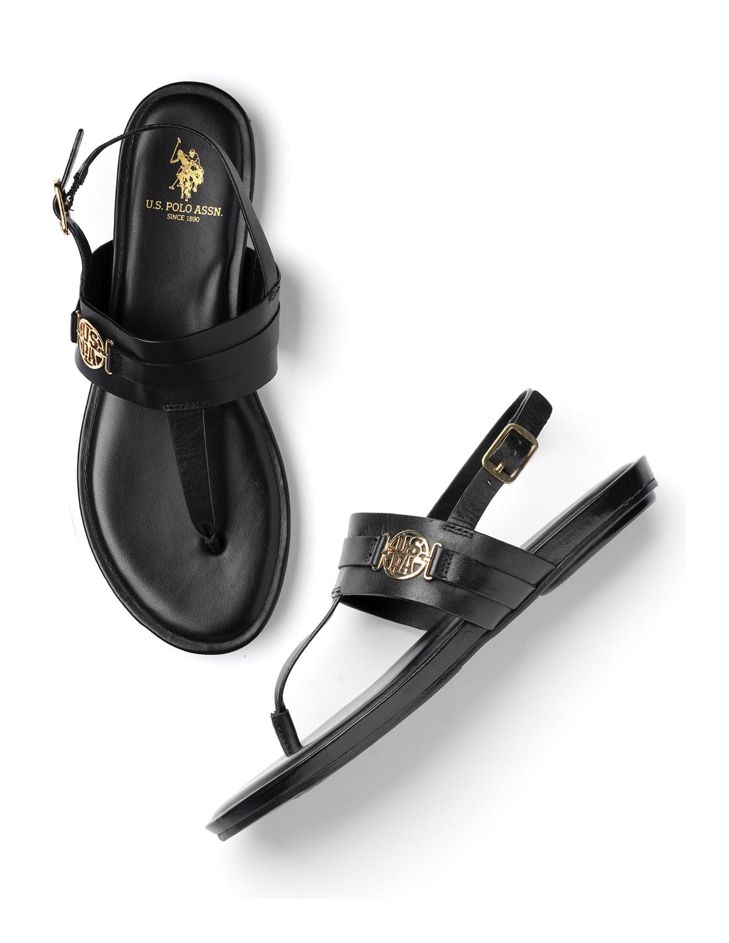 Women Ivy Solid Flats Black - U.S. Polo Assn. India | Large