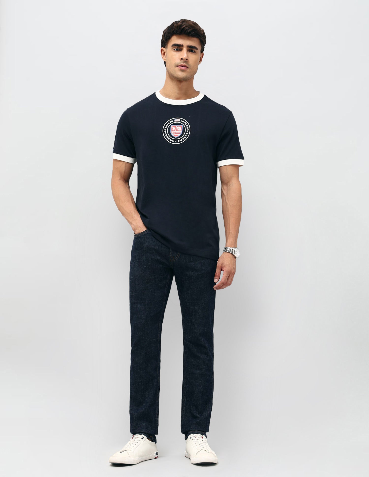 Graphic Brand Printed Regular Fit T-Shirt Navy - U.S. POLO ASSN. | Large