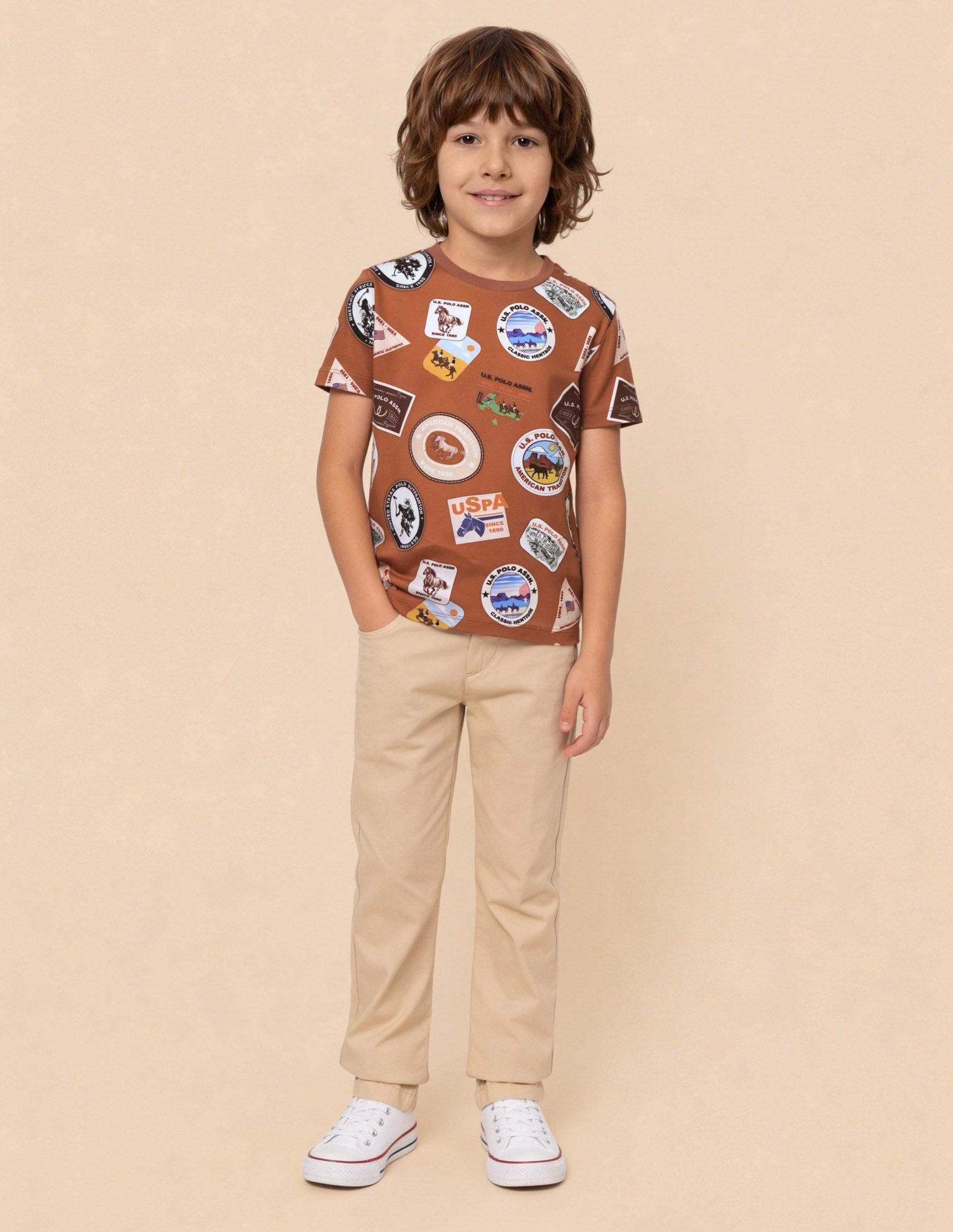 Graphic Brand Printed Regular Fit T-Shirt Brown - U.S. Polo Assn. India | Large