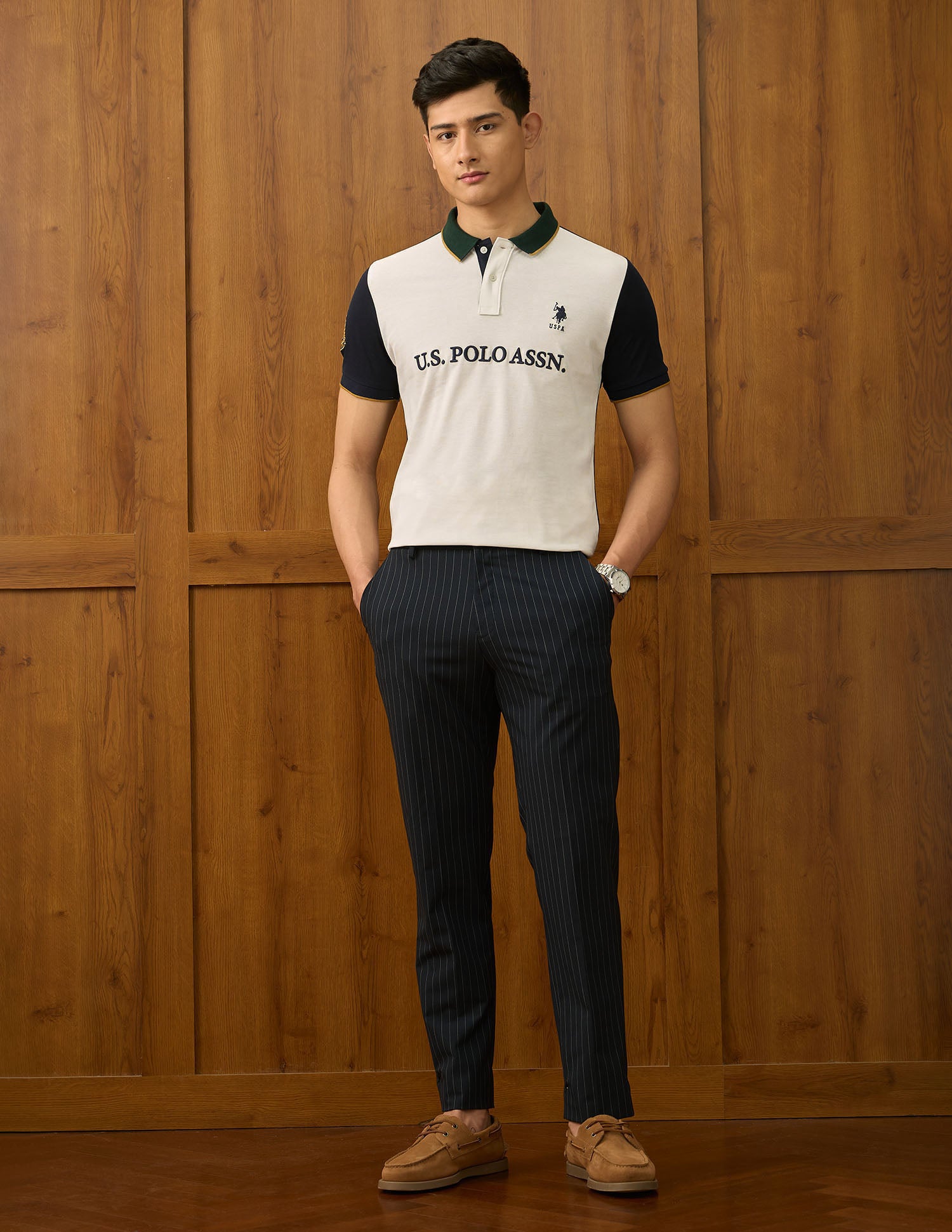 Pure Cotton Varsity Polo Shirt Off White - U.S. POLO ASSN. | Large