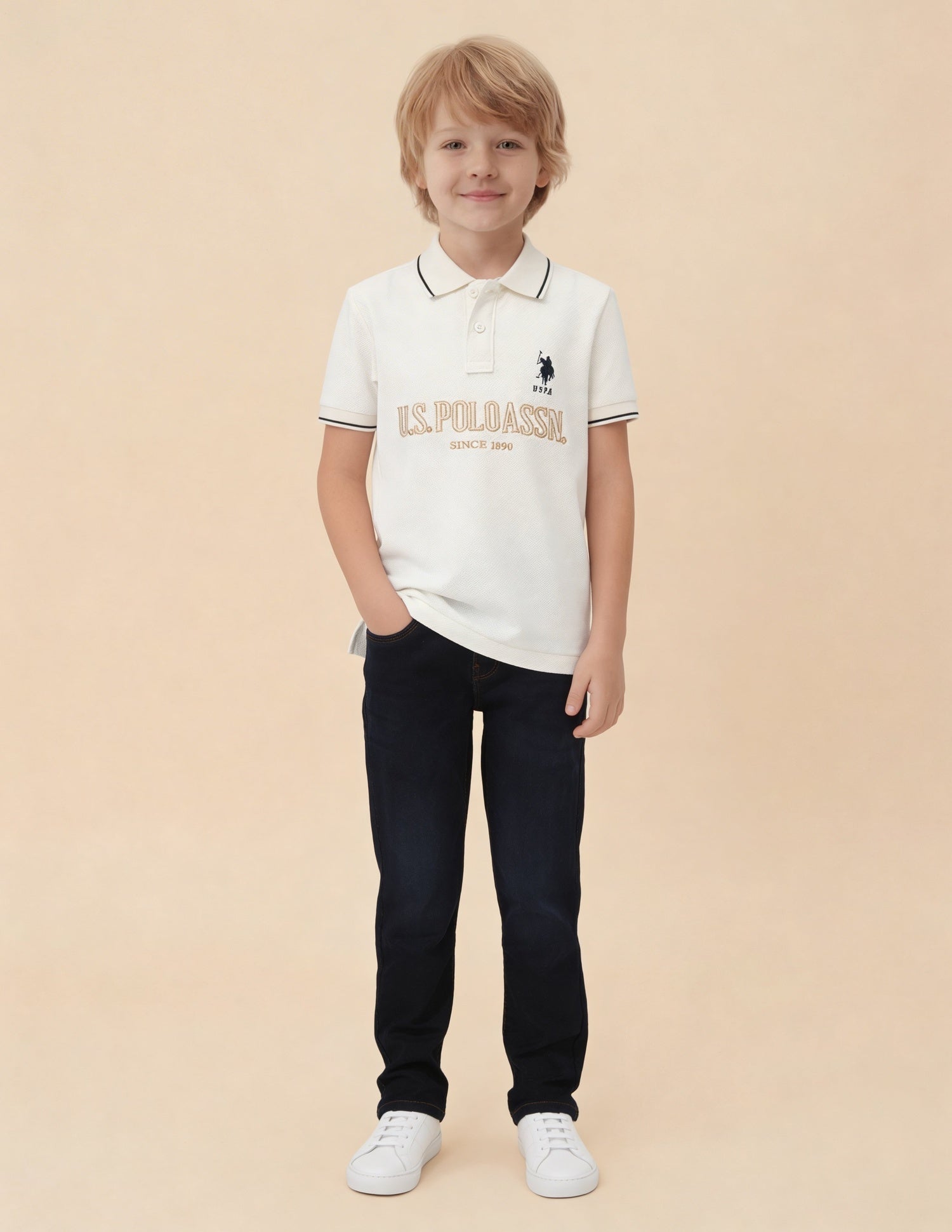 Brand Embroidered Regular Fit Polo Shirt Off White - U.S. Polo Assn. India | Large