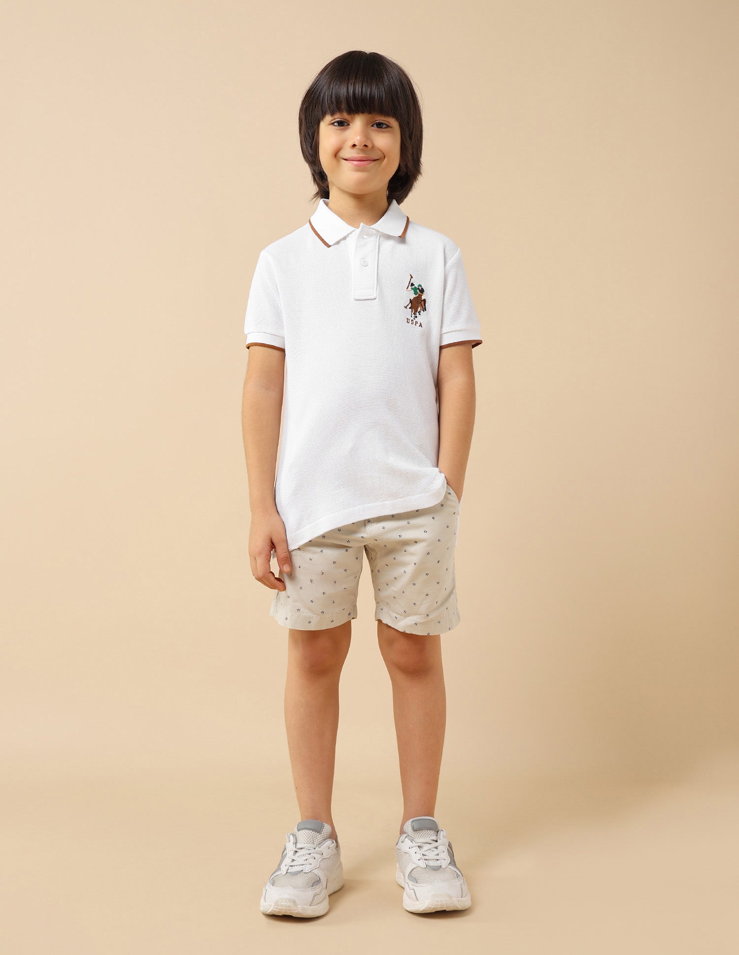Boys Graphic Brand Embroidered Regular Fit Polo Shirt White - U.S. POLO ASSN. | Large