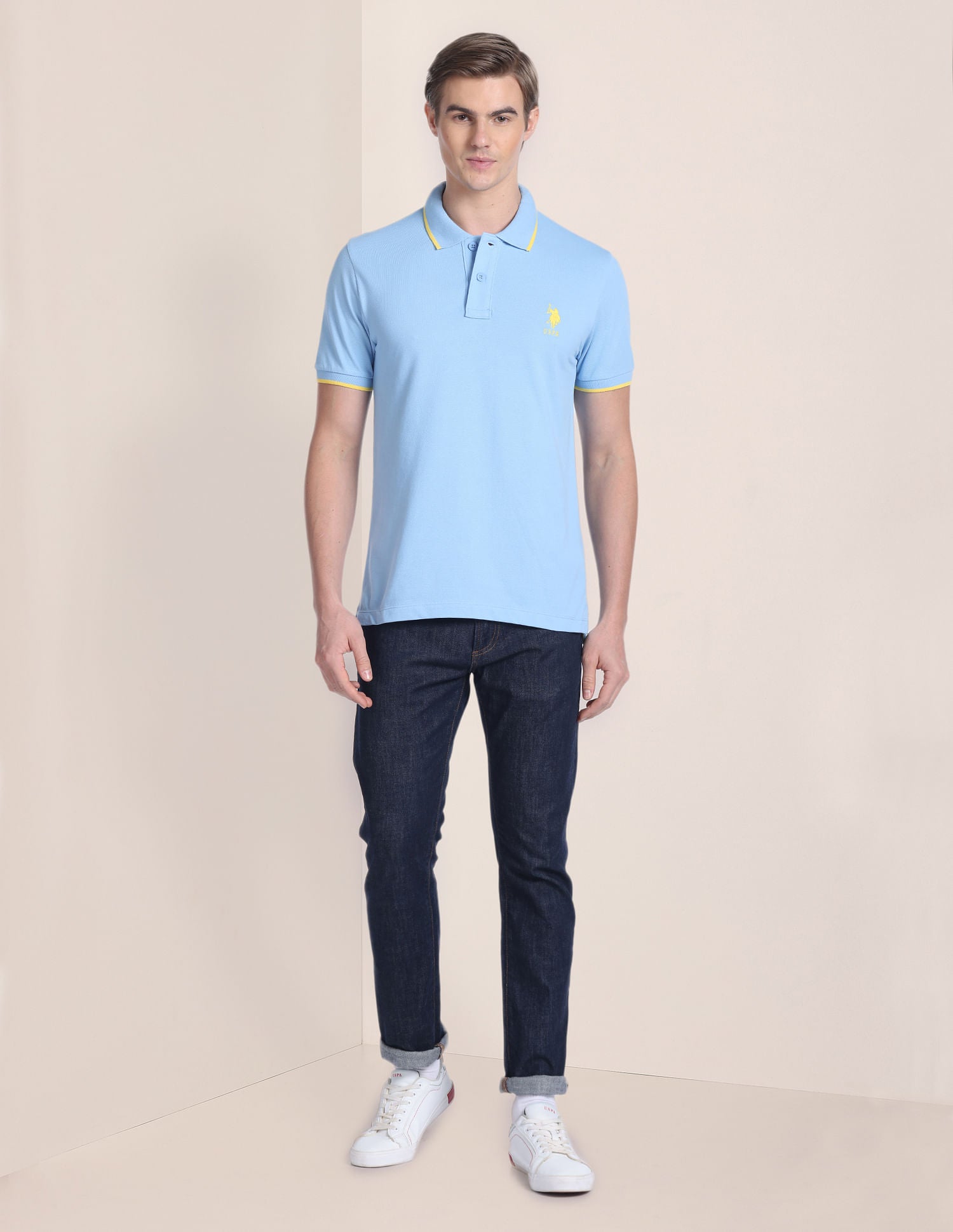 Solid Pique Polo Shirt Light Blue - U.S. Polo Assn. India | Large