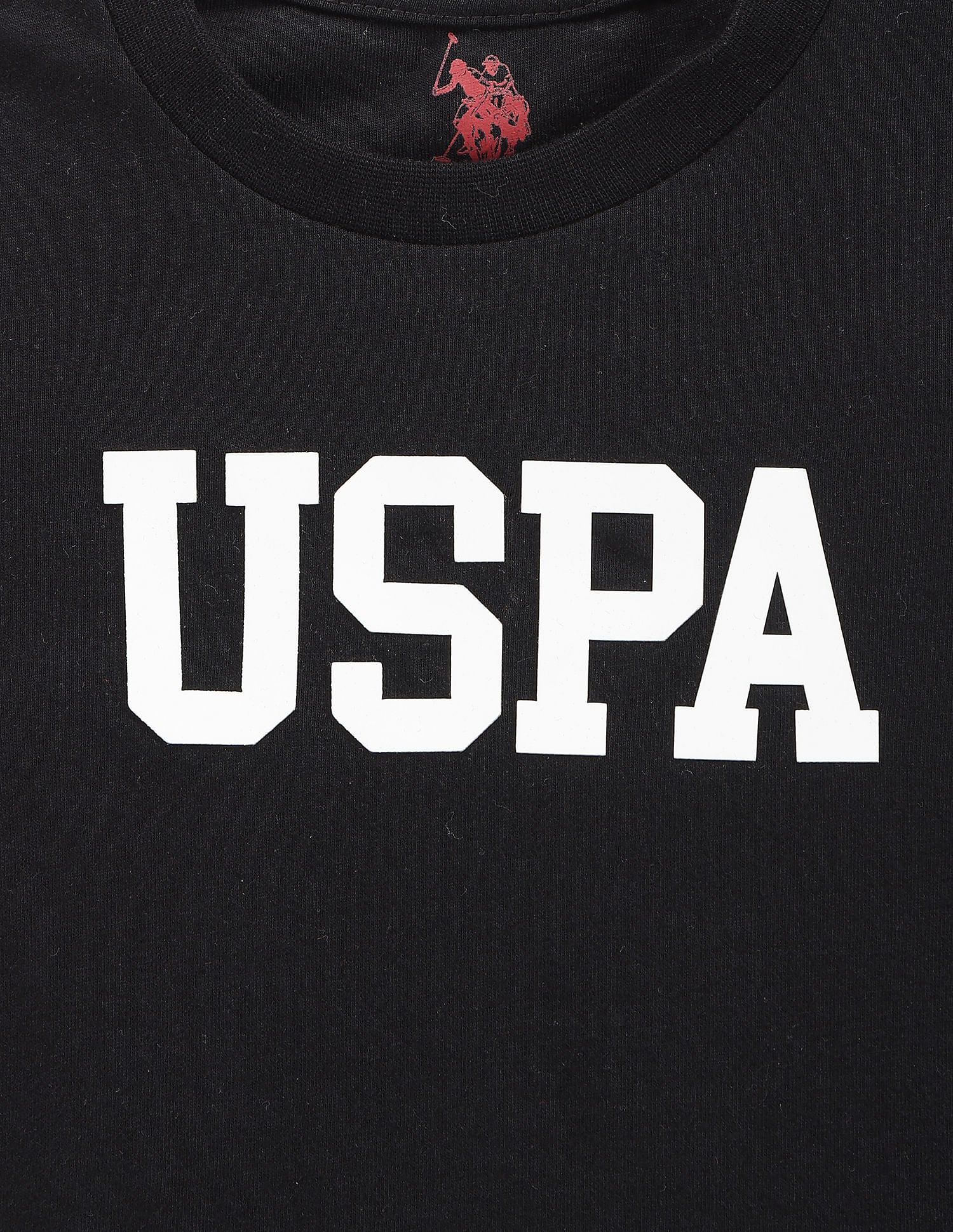 Boys Crew Neck Brand Print T-Shirt Black - U.S. POLO ASSN. | Large