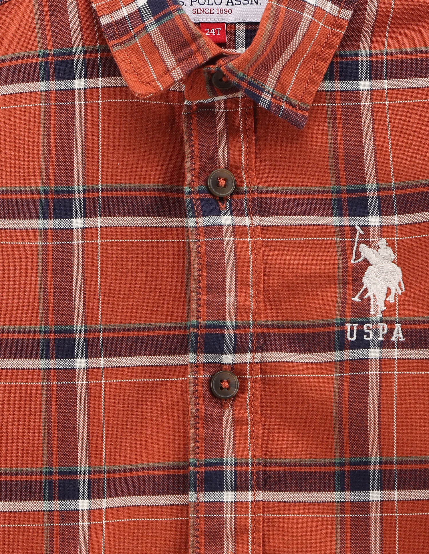 Tartan Check Dobby Shirt Rust - U.S. POLO ASSN. | Large
