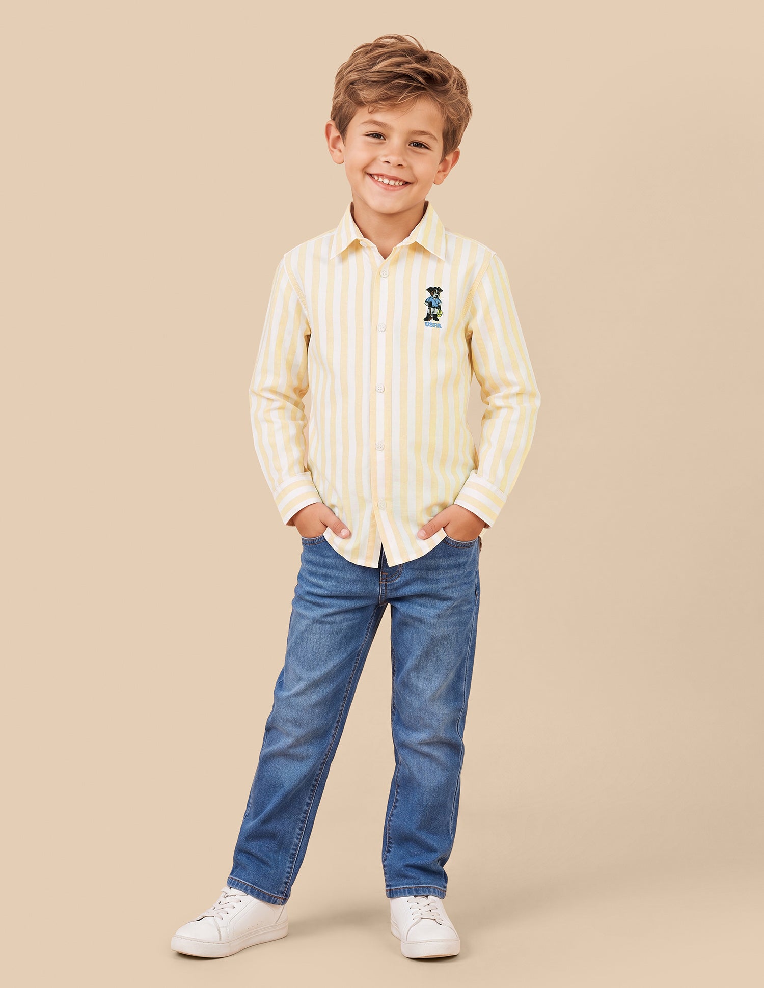 Vertical Striped Oxford Shirt Yellow - U.S. Polo Assn. India | Large