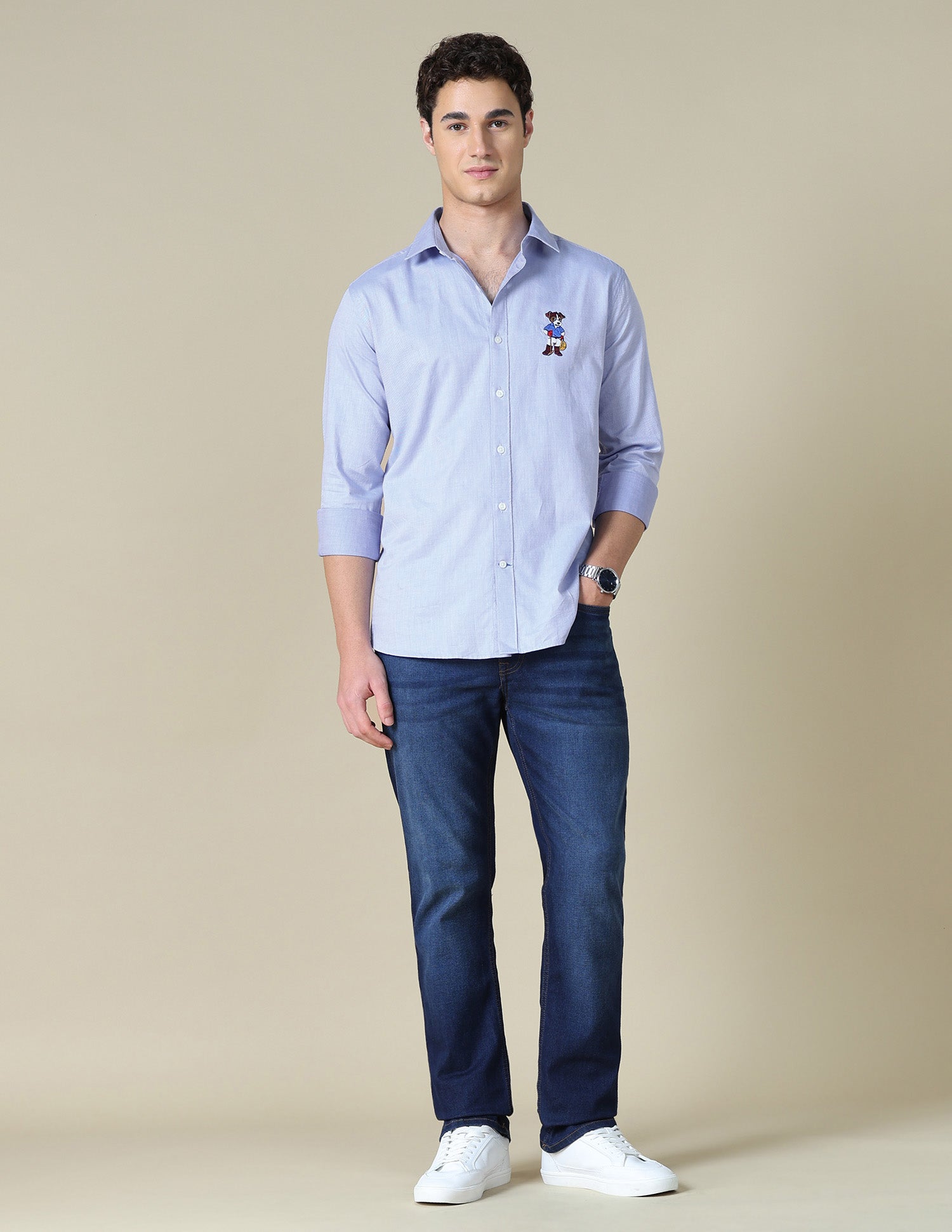 Textured Tailored Fit Shirt Light Blue - U.S. Polo Assn. India | Large