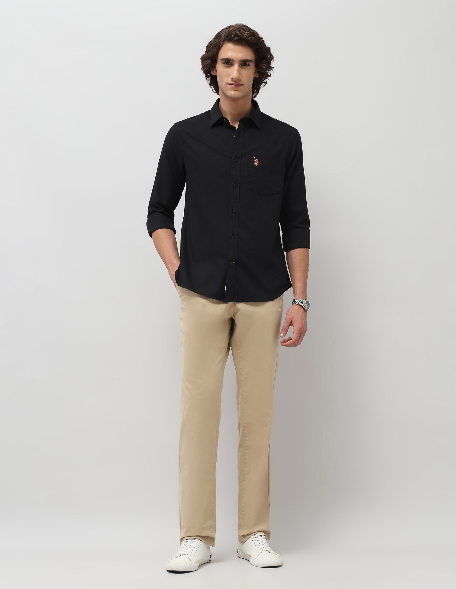 Textured Dobby Shirt Black - U.S. Polo Assn. India | Large