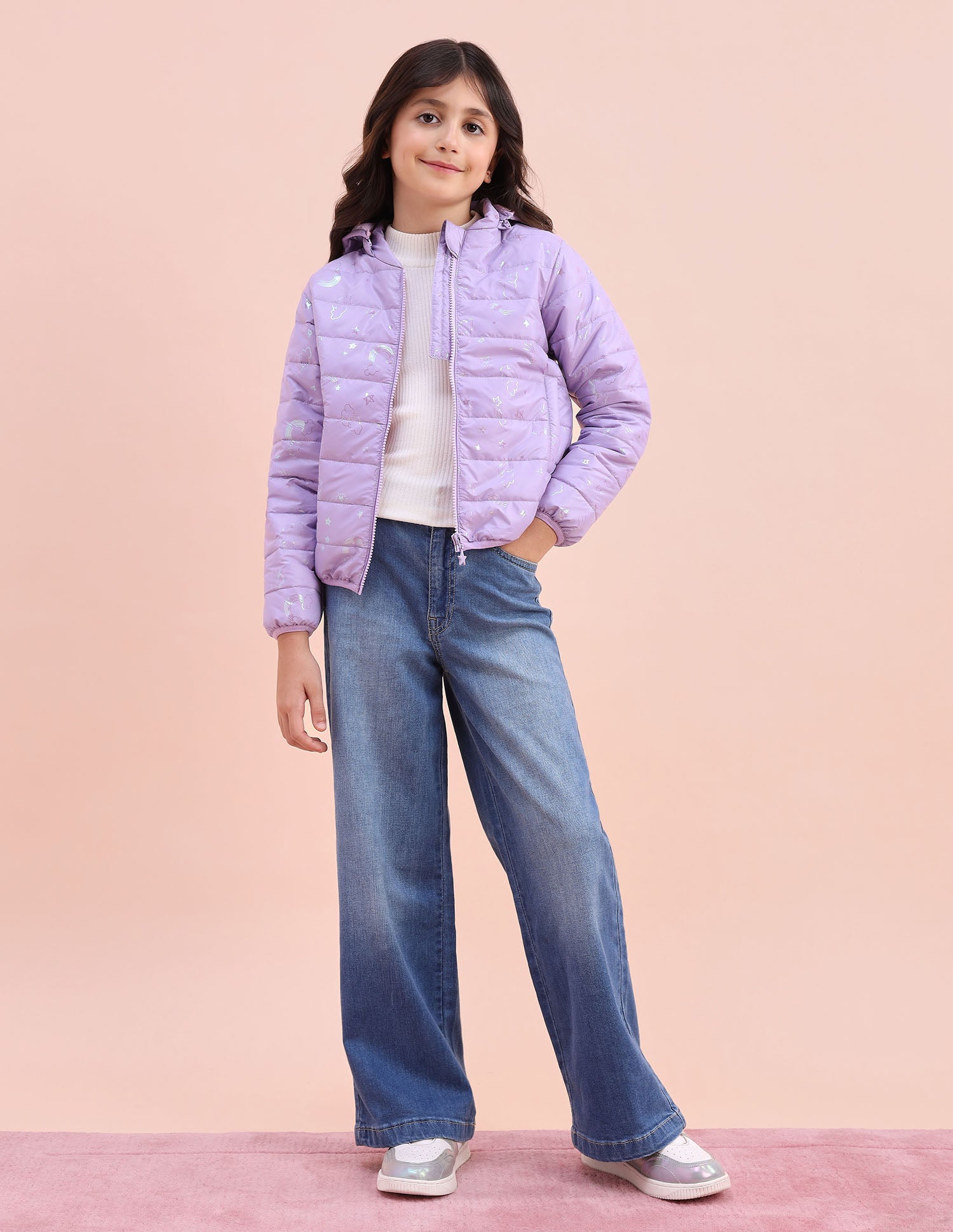 Graphic Printed Puffer Jacket Lilac - U.S. POLO ASSN. | Large