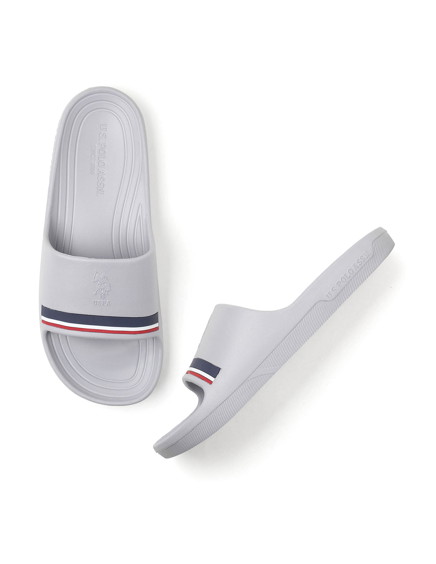Men Easton Grey Foam Walk Sliders Grey - U.S. Polo Assn. India | Large