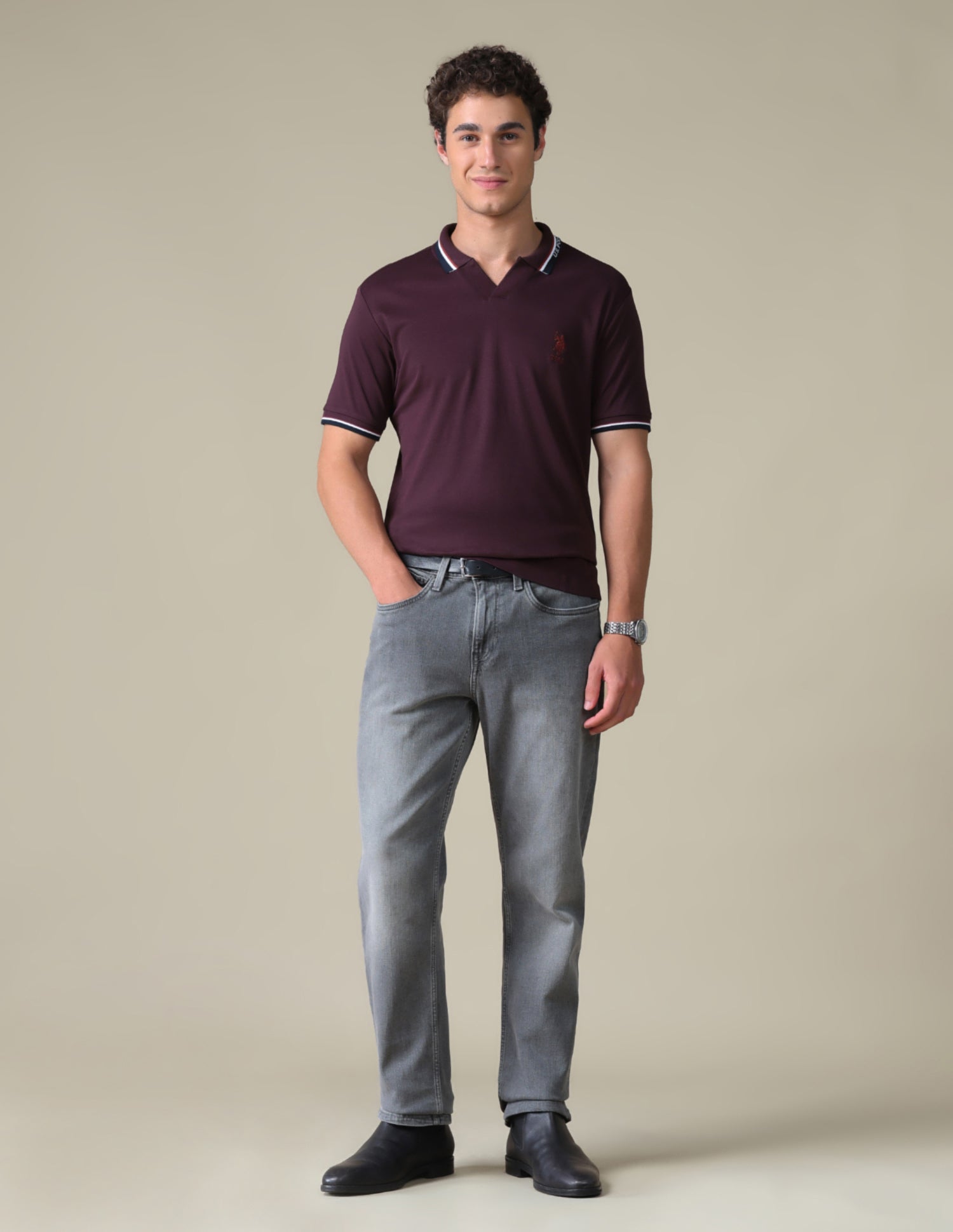 Regular Fit Solid Polo Shirt Purple - U.S. Polo Assn. India | Large