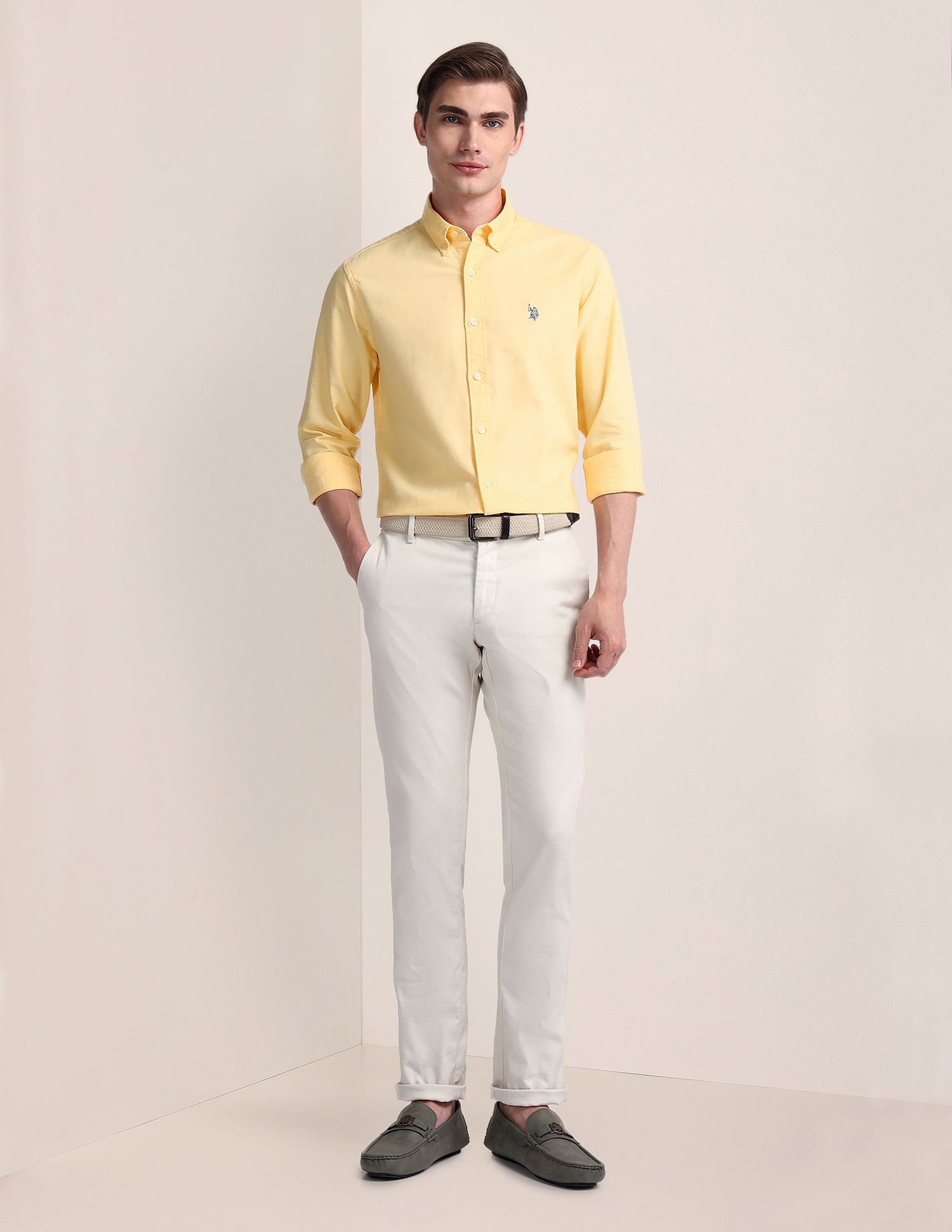 Tailored Fit Solid Shirt Yellow - U.S. Polo Assn. India | Large