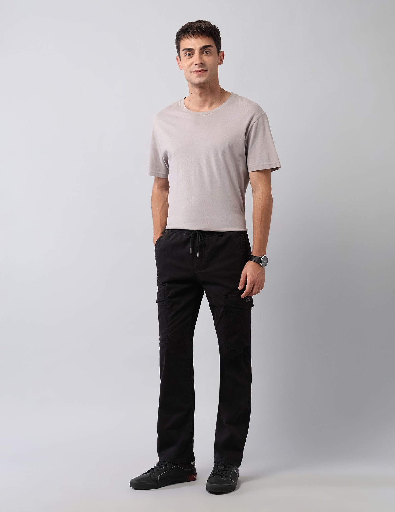Straight Fit Solid Cargos Black - U.S. Polo Assn. India | Large