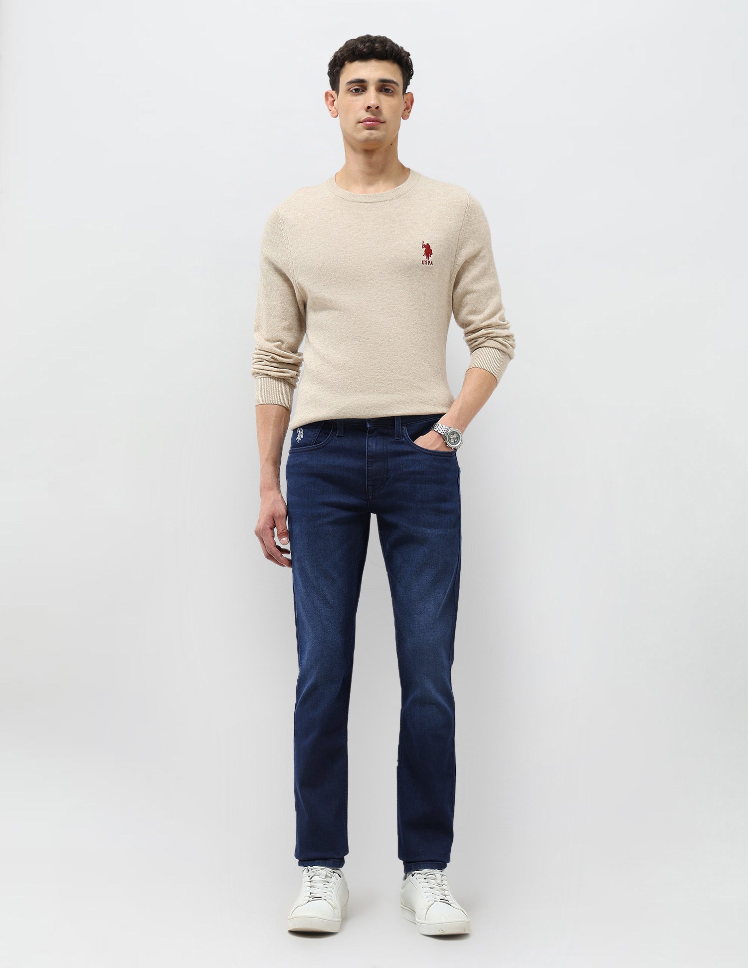 Regallo Skinny Fit Mid Rise Jeans Indigo - U.S. Polo Assn. India | Large