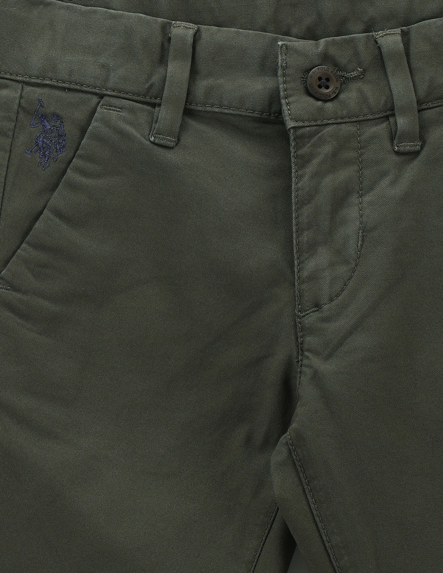Boys Cotton Stretch Twill Trousers Green - U.S. POLO ASSN. | Large