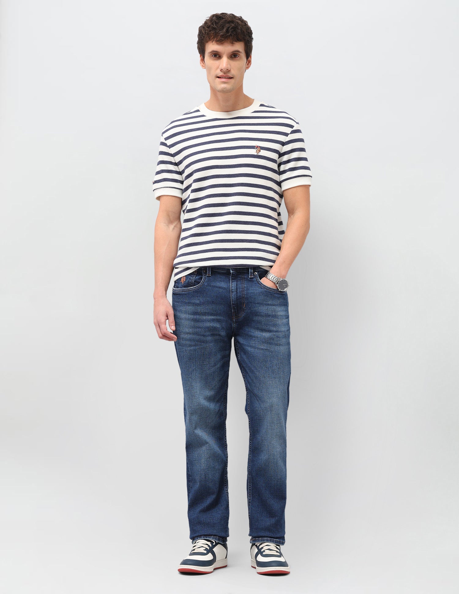 Harold Slim Straight Fit Blue Jeans Mid Blue - U.S. Polo Assn. India | Large