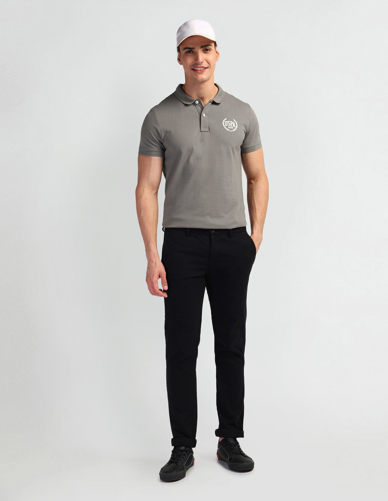Brand Print Polo Shirt Grey - U.S. Polo Assn. India | Large