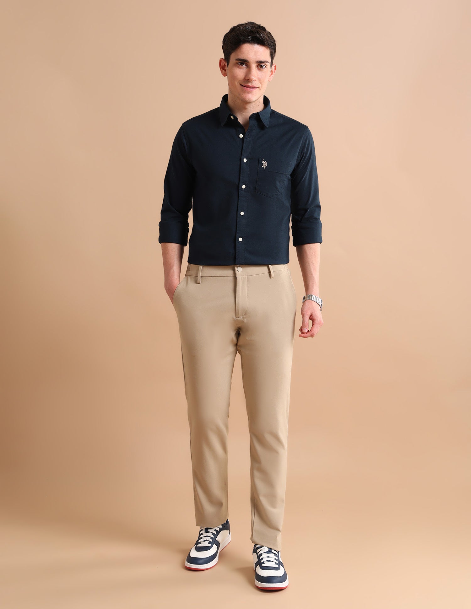 Stretchy Twill Formal Shirt Navy - U.S. POLO ASSN. | Large