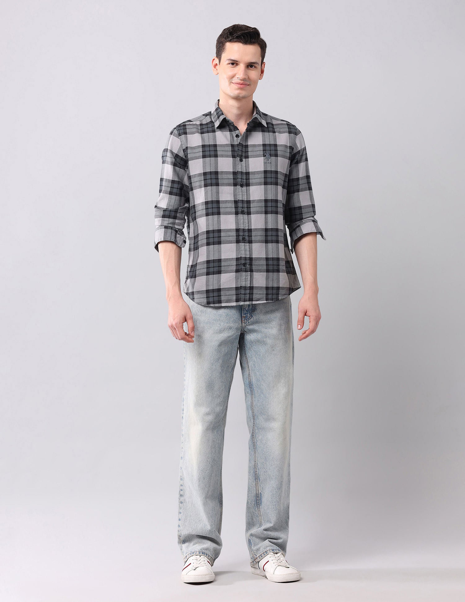 Regular Fit Checked Shirt Grey - U.S. POLO ASSN. | Large