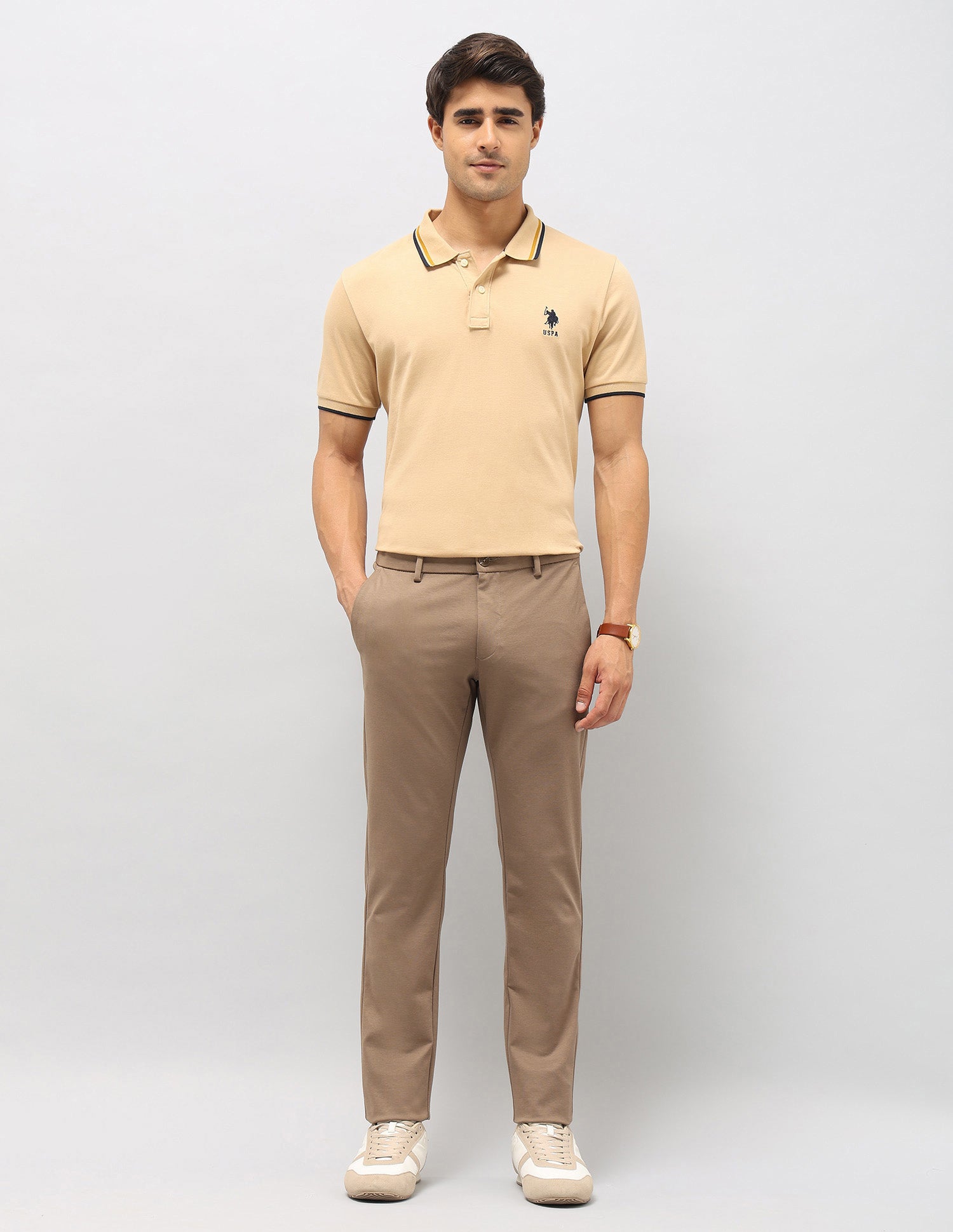 Mid Rise Denver Slim Fit Trousers Khaki - U.S. POLO ASSN. | Large