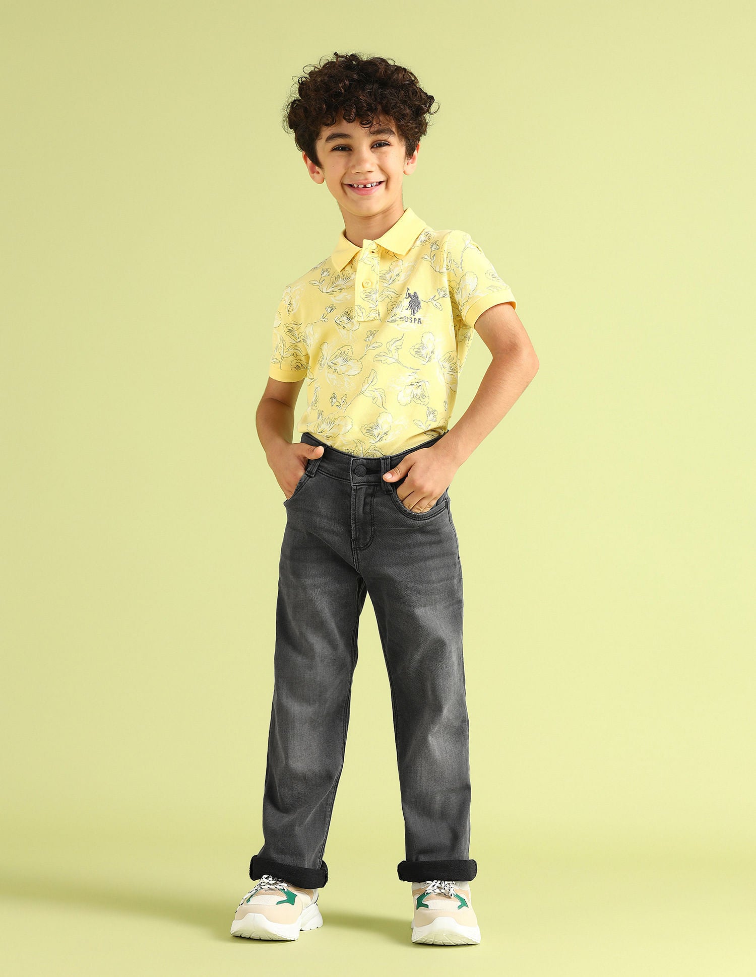 Boys Boot Cut Grey Jeans Light Grey - U.S. POLO ASSN. | Large