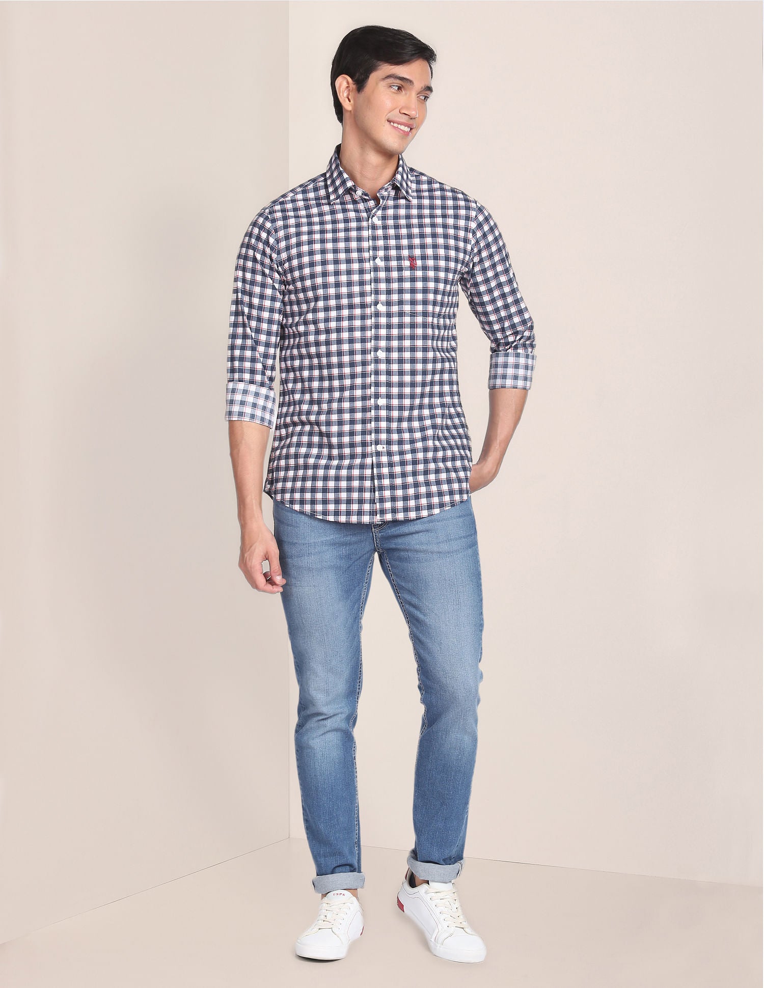 Cotton Tartan Check Casual Shirt Navy - U.S. POLO ASSN. | Large