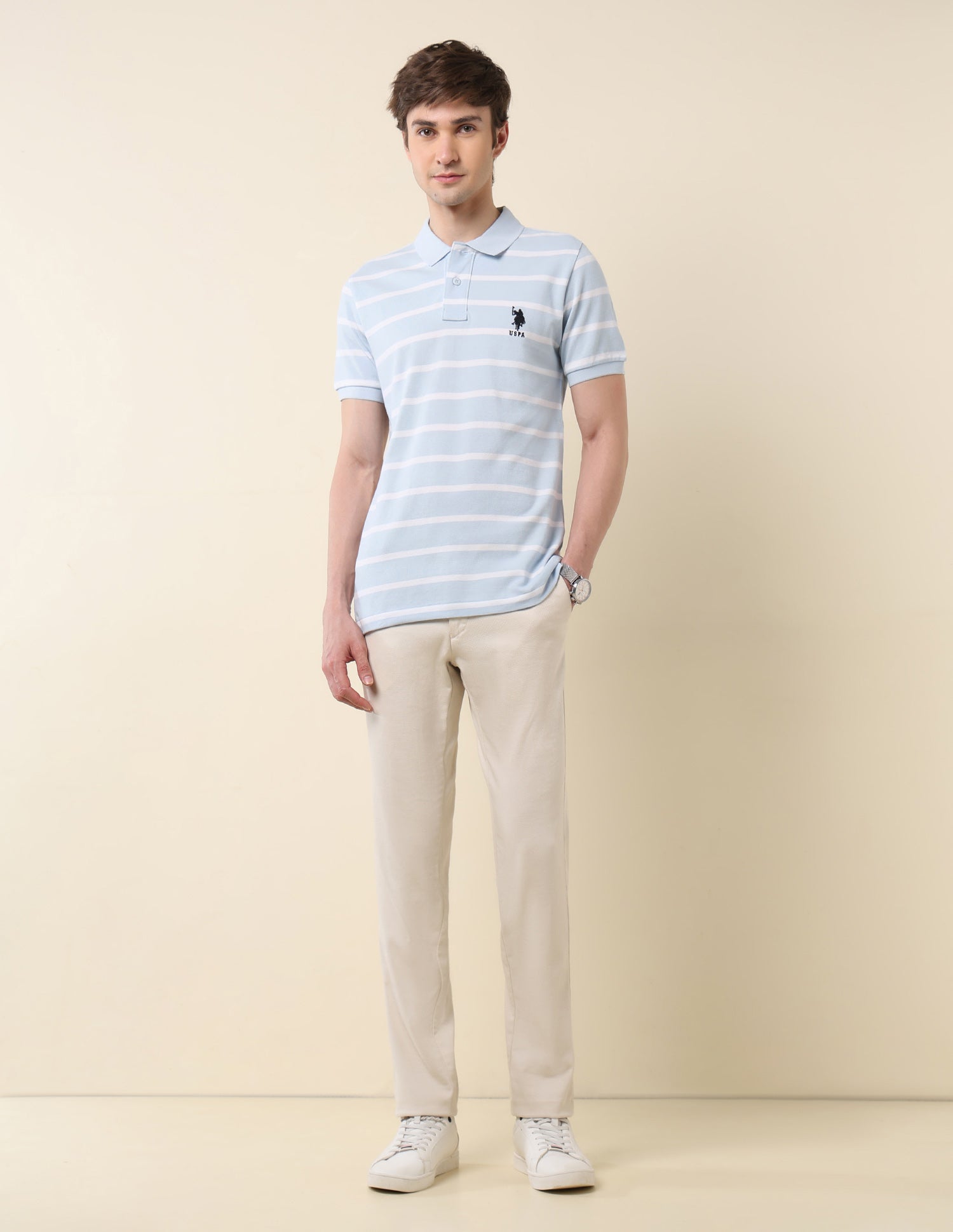 Horizontal Striped Classic Polo Shirt Light Blue - U.S. POLO ASSN. | Large