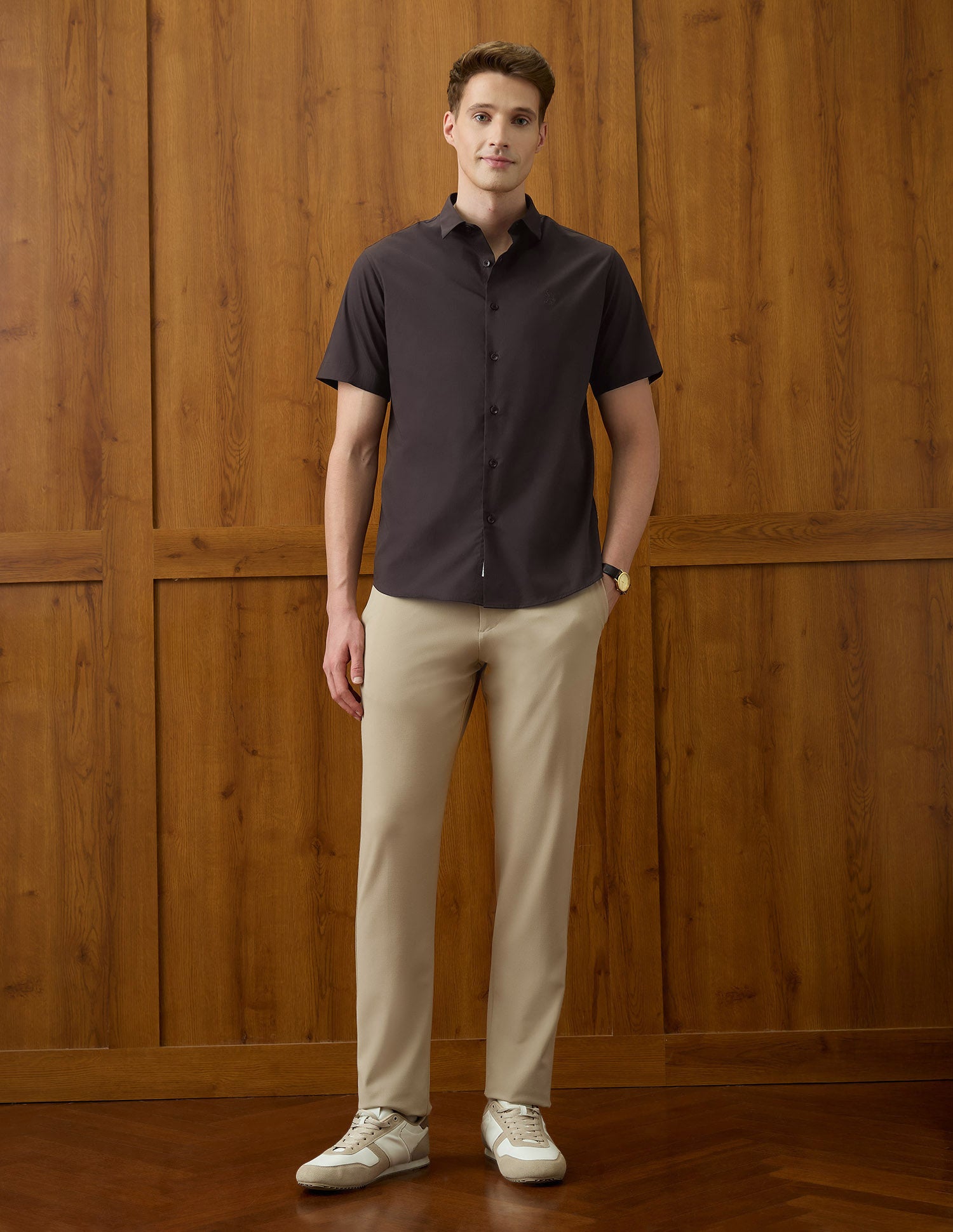 Tailored Fit Equestrian Aisle Theater Shirt Choco - U.S. POLO ASSN. | Large