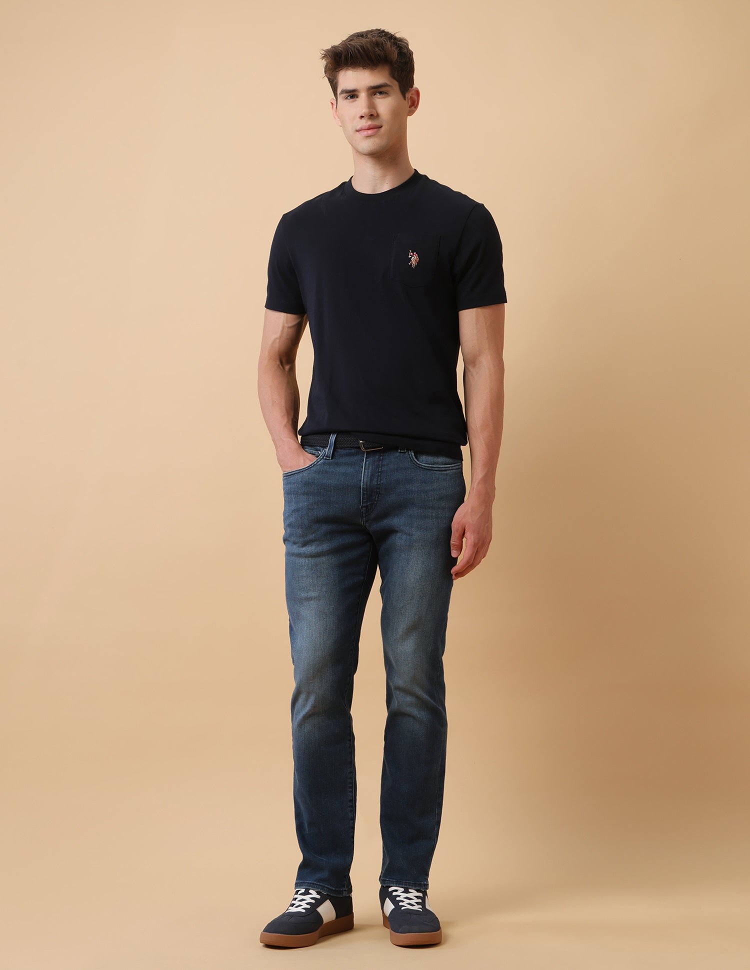 Pacho X Harold Slim Straight Fit Blue Jeans Mid Blue - U.S. Polo Assn. India | Large