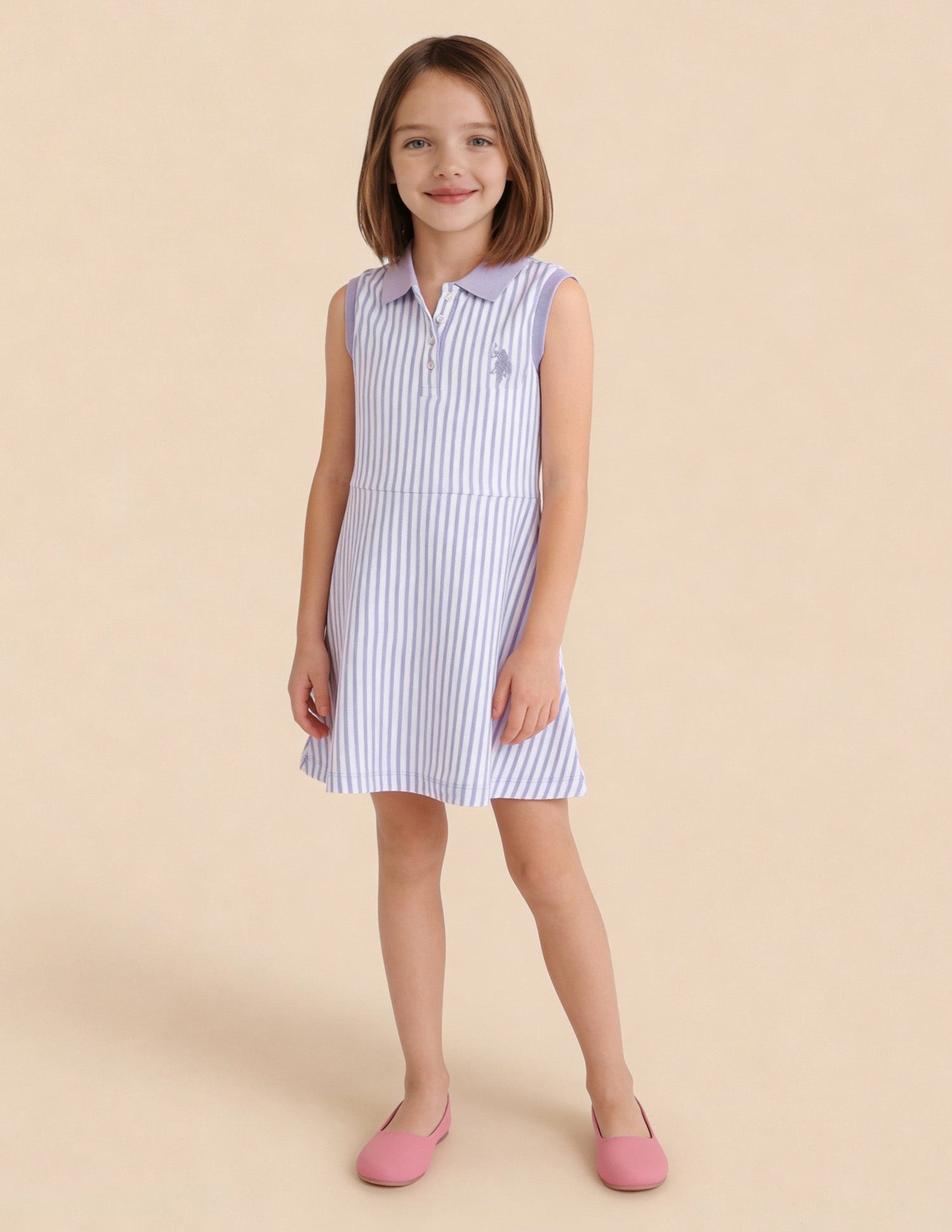 Vertical Striped A-Line T-Shirt Dress Purple - U.S. Polo Assn. India | Large