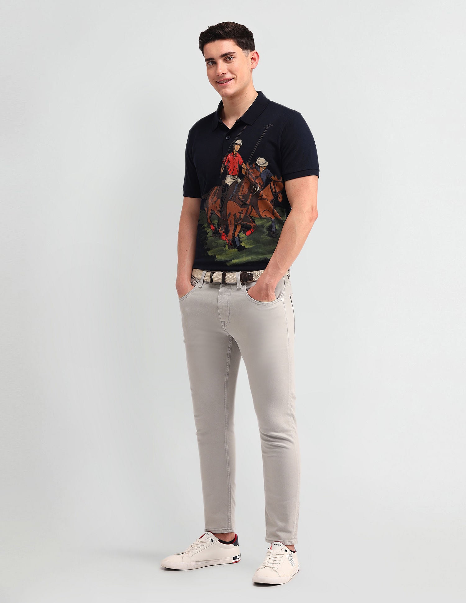 Outdoor Muscle Fit Brand Polo Shirt Navy - U.S. POLO ASSN. | Large