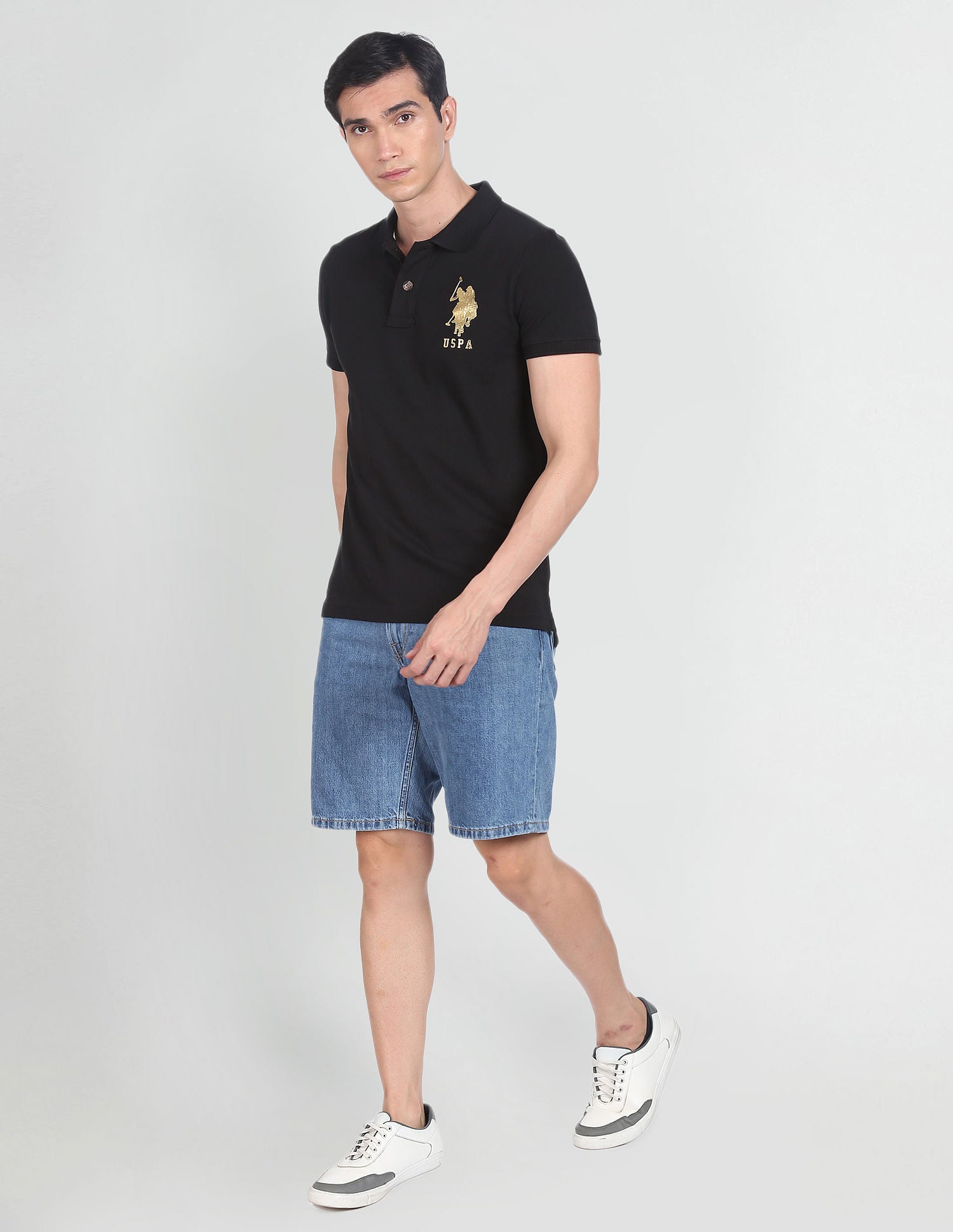Metallic Logo Polo Shirt Black - U.S. Polo Assn. India | Large