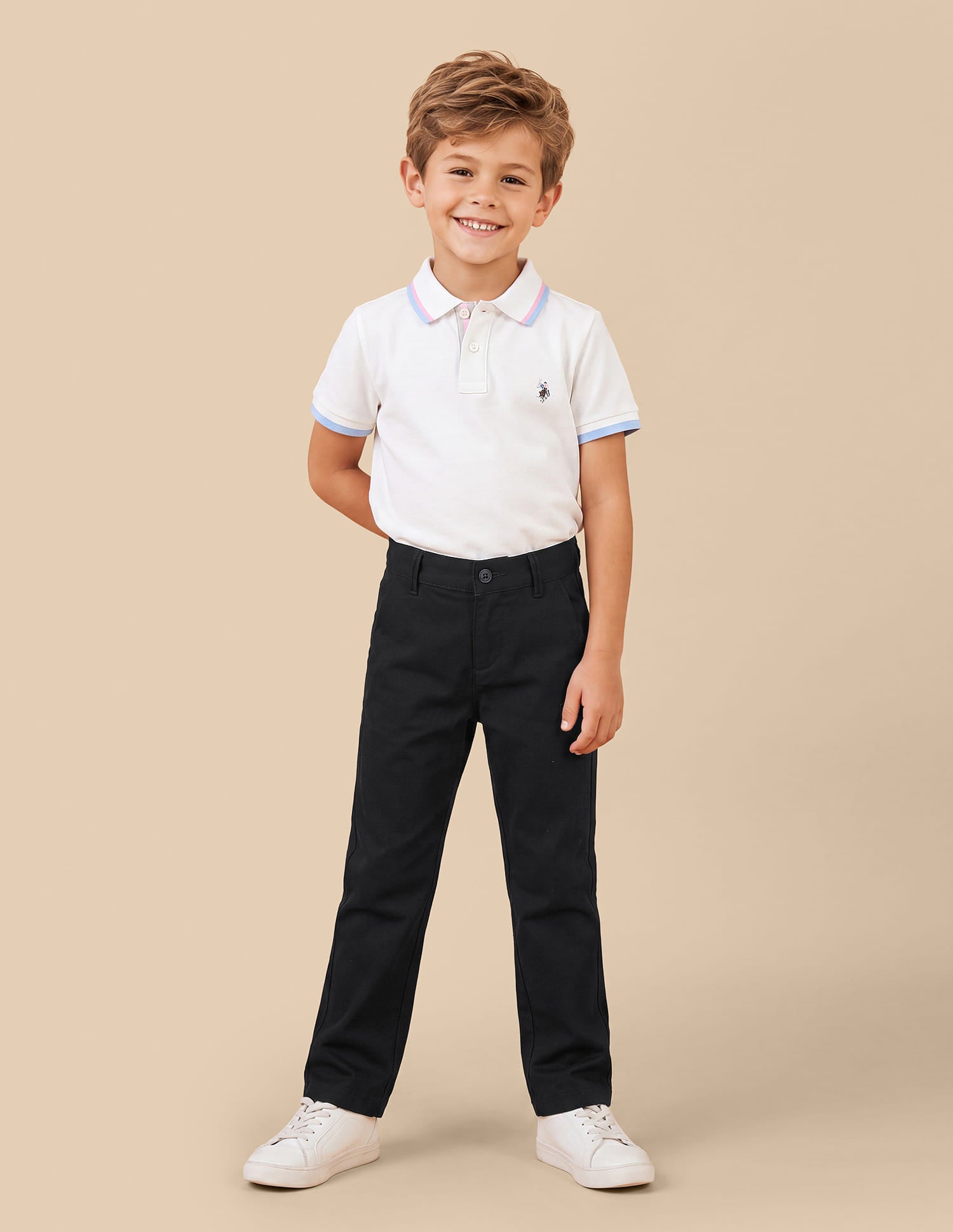 Dobby Regular Fit Trousers Black - U.S. Polo Assn. India | Large
