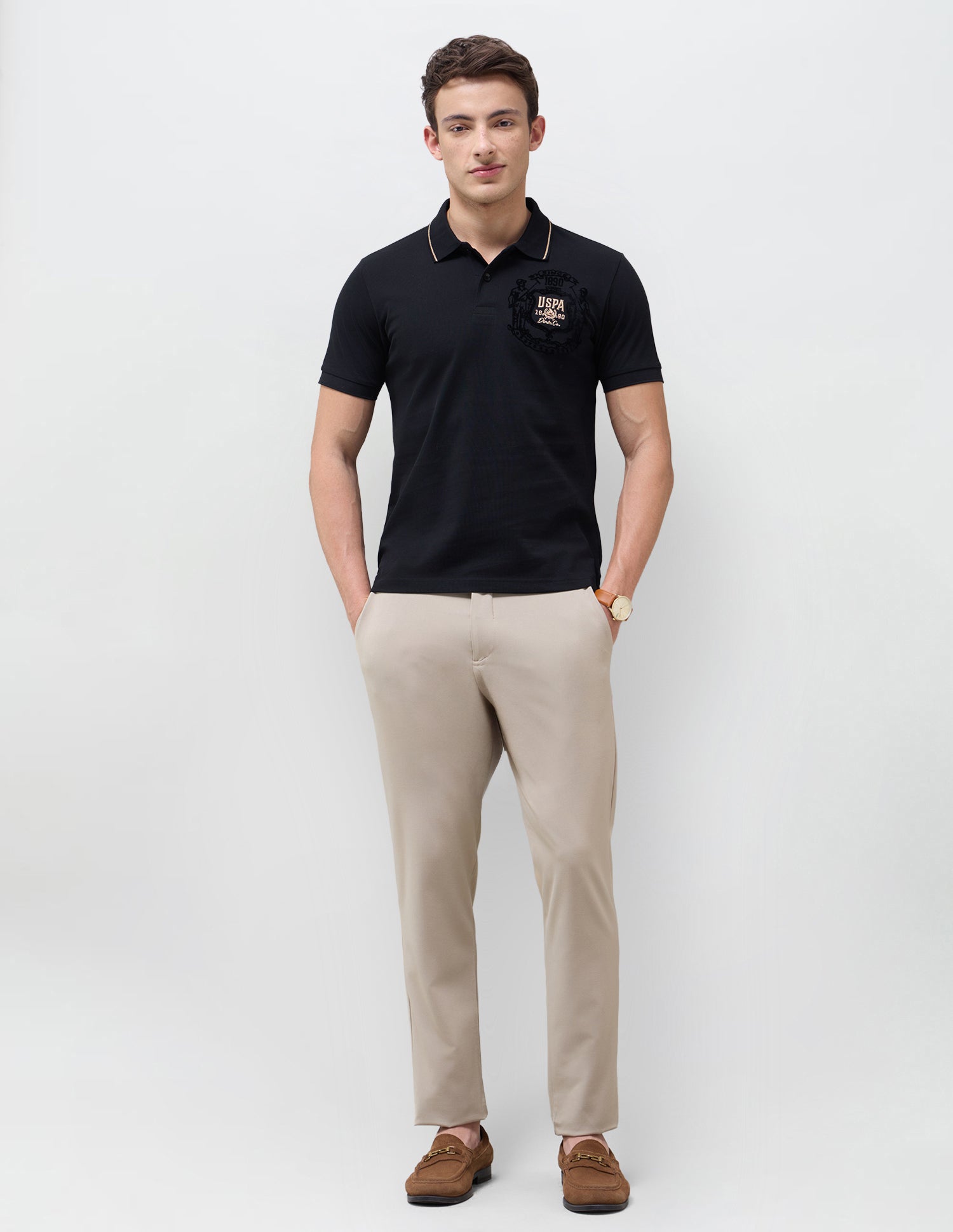 Solid Slim Fit Polo Shirt Black - U.S. Polo Assn. India | Large