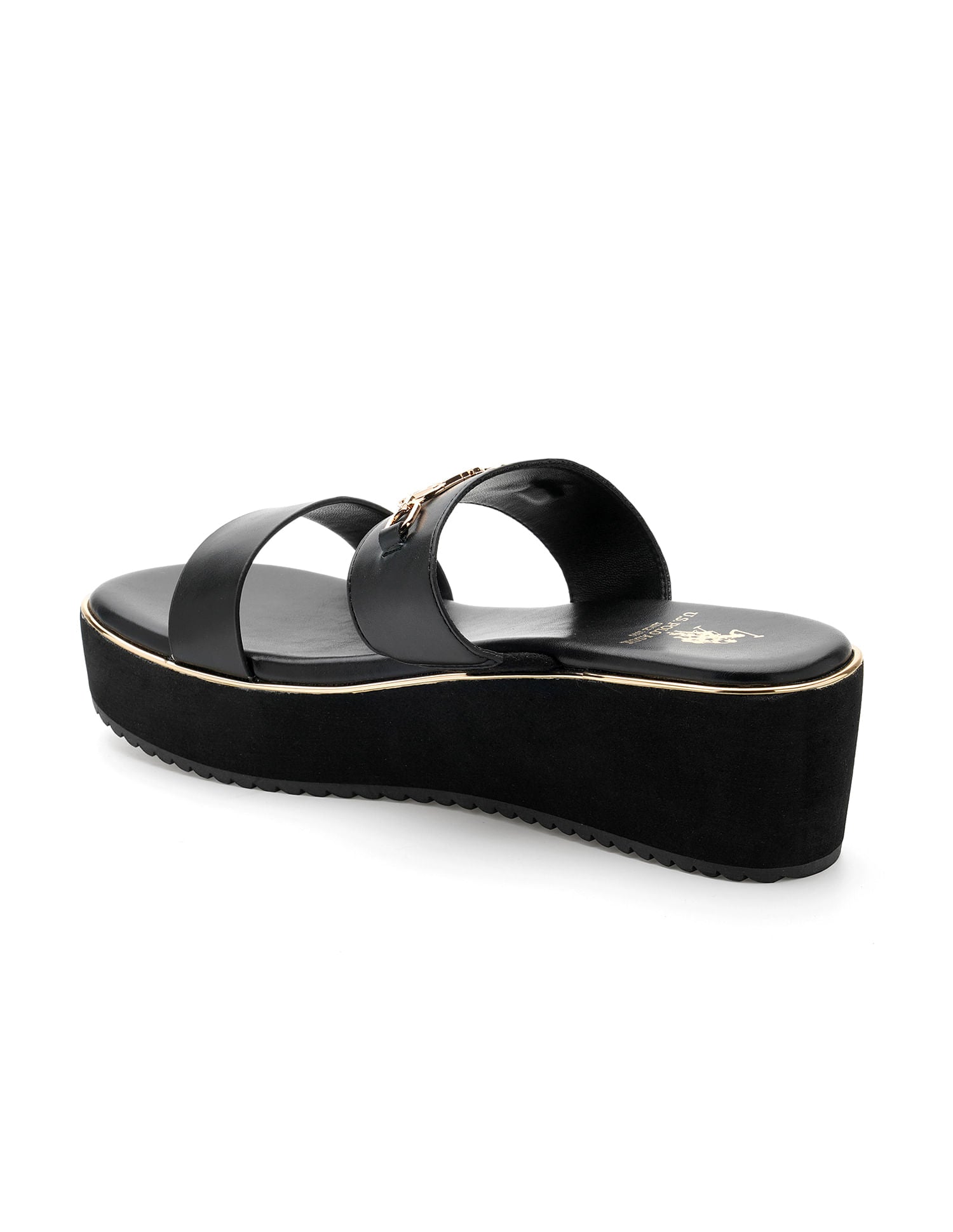 Women Open Toe Elettra Wedge Sandals Black - U.S. POLO ASSN. | Large