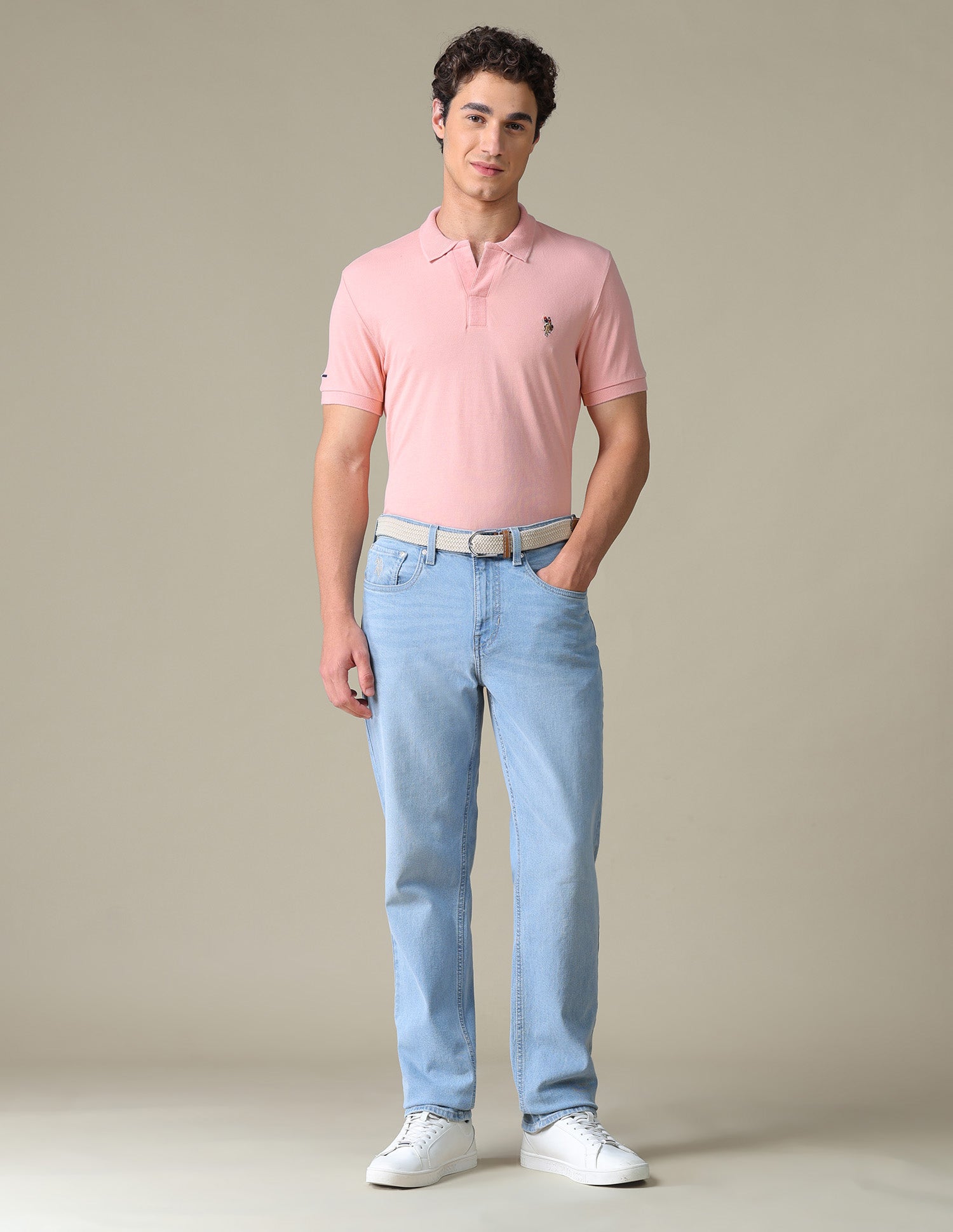 Solid Regular Fit Polo Shirt Light Pink - U.S. Polo Assn. India | Large