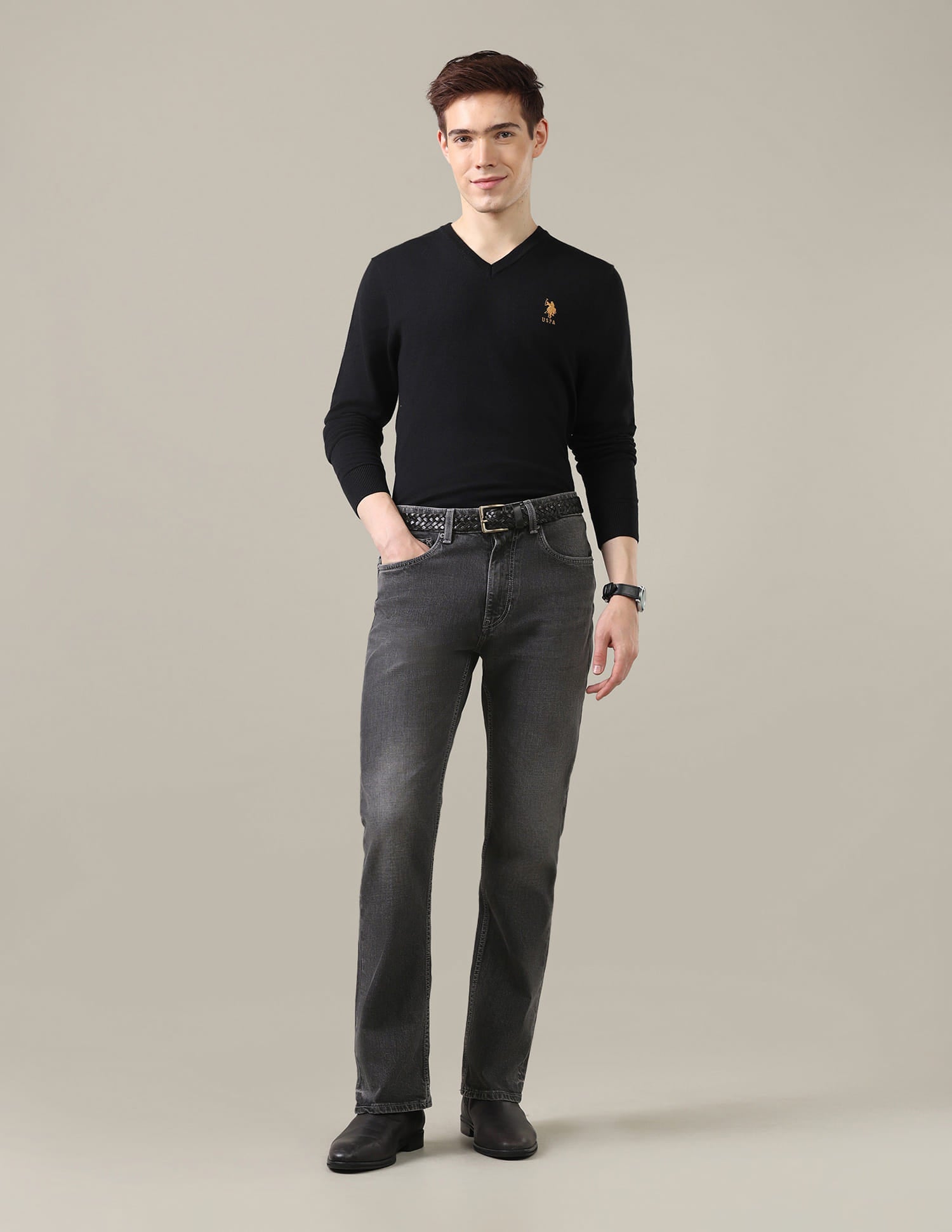 Connor Bootcut Fit Black Jeans Grey - U.S. Polo Assn. India | Large