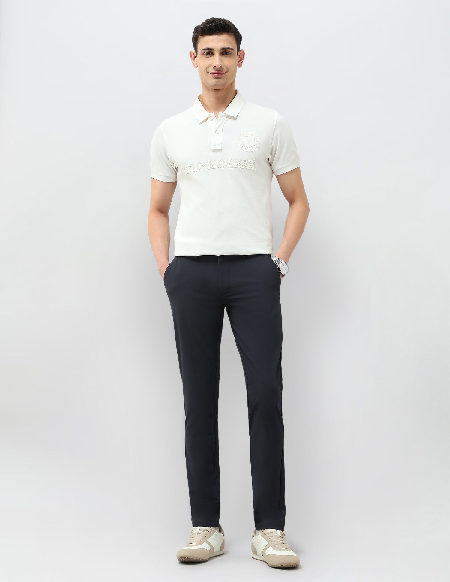 Satin Austin Slim Fit Trousers Navy - U.S. Polo Assn. India | Large
