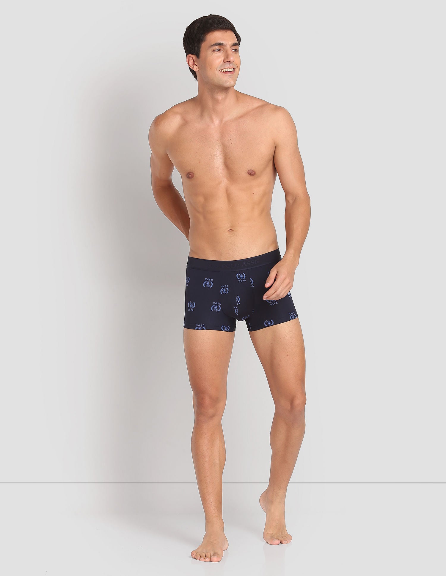 Nylon Stretch Printed AT002 Active Trunks - Pack Of 1 Navy - U.S. POLO ASSN. | Large